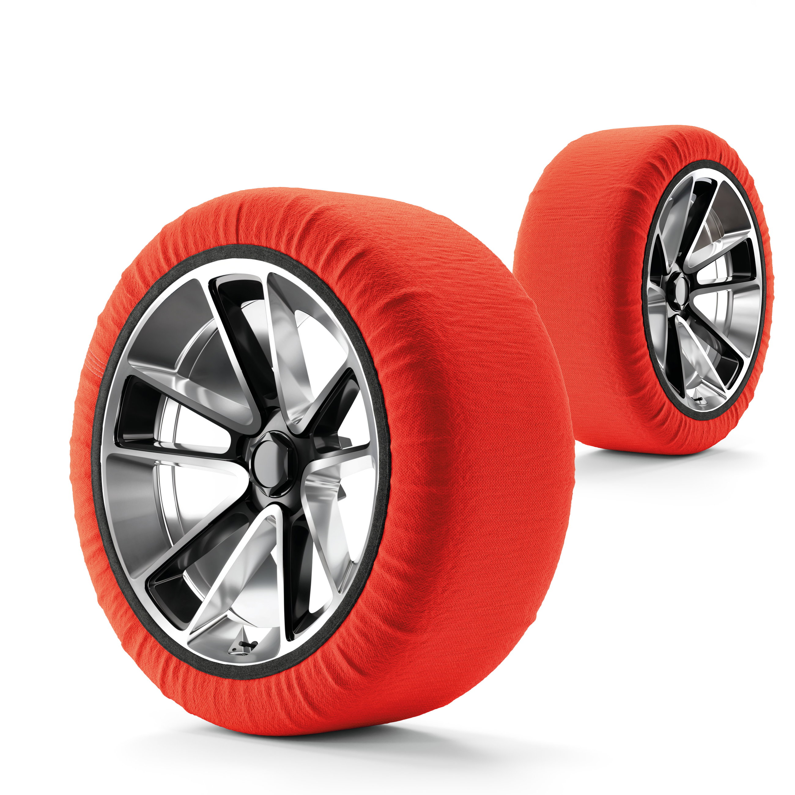 Basic Textile Schneeketten Active L, 2er Set Textil Schneeketten nach EU Norm 16662-1 homologiert, Auto Schneeketten, Auto Schneesocken Winter 2 Stück rot