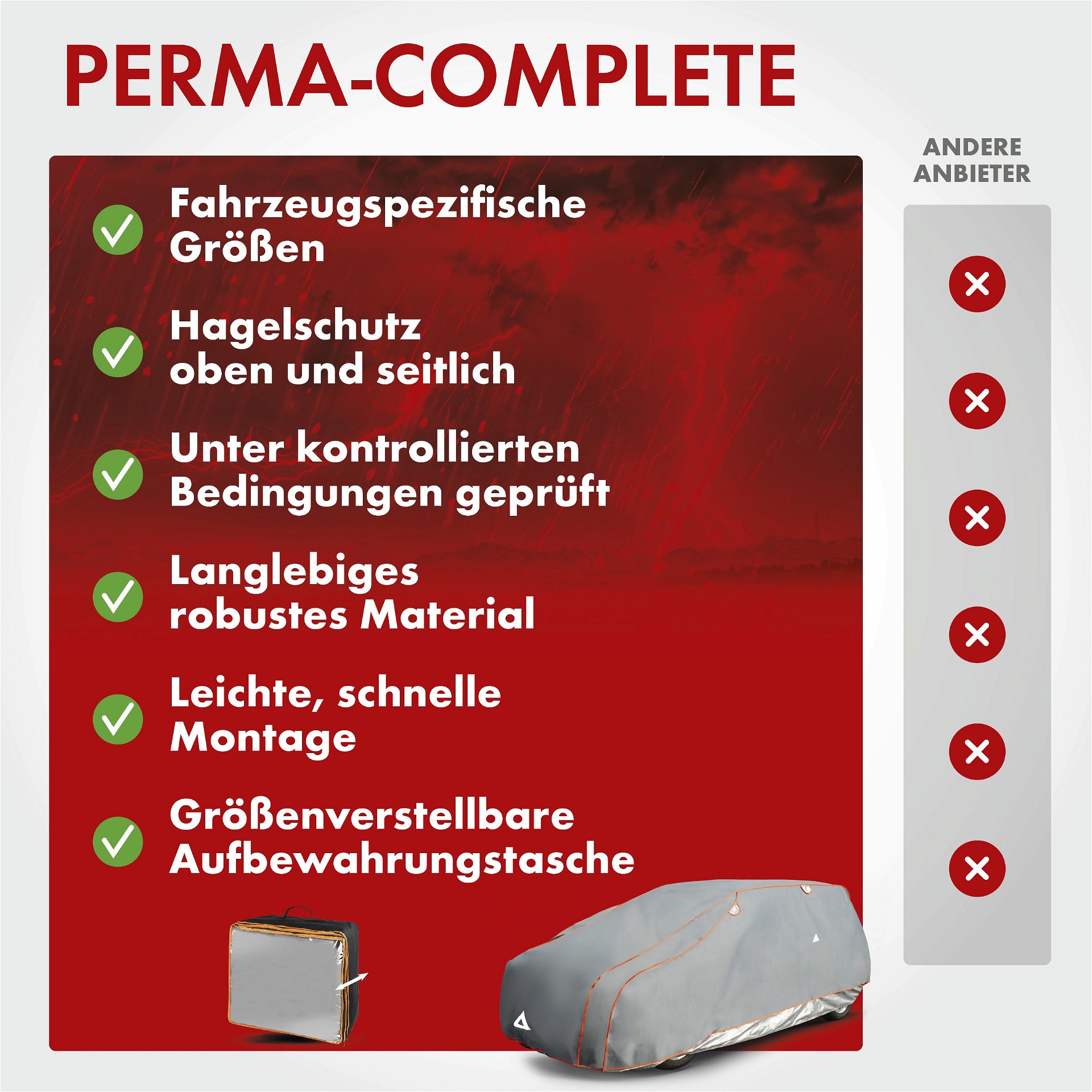 Hagelschutzplane Perma Protect Complete, Hagel RundumSchutz Größe SUV