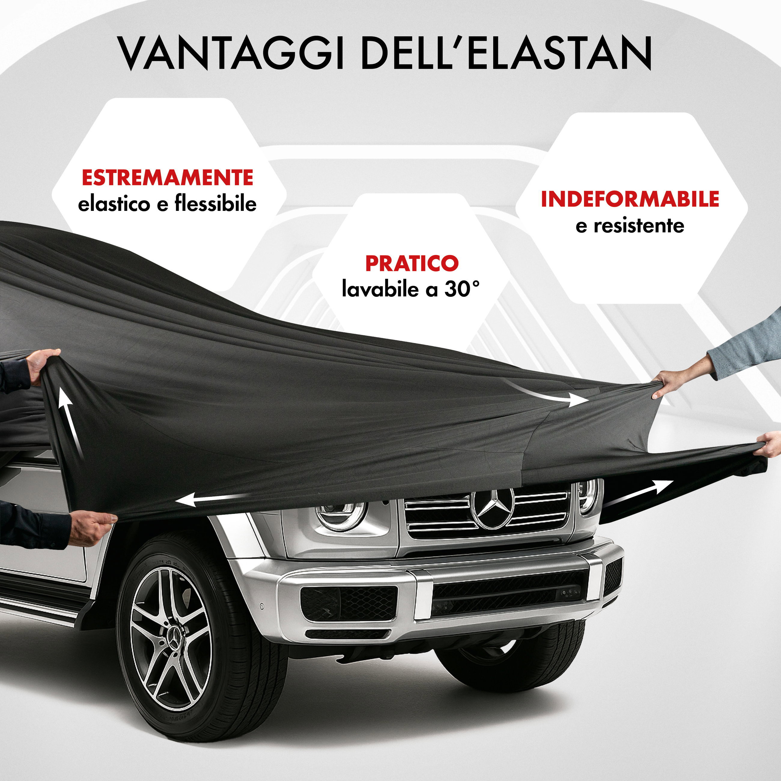 Premium Telo Copriauto da interno Indoor Stretch Plus, Copertura protettiva per uso interno Misura 10 SUV/VAN nero