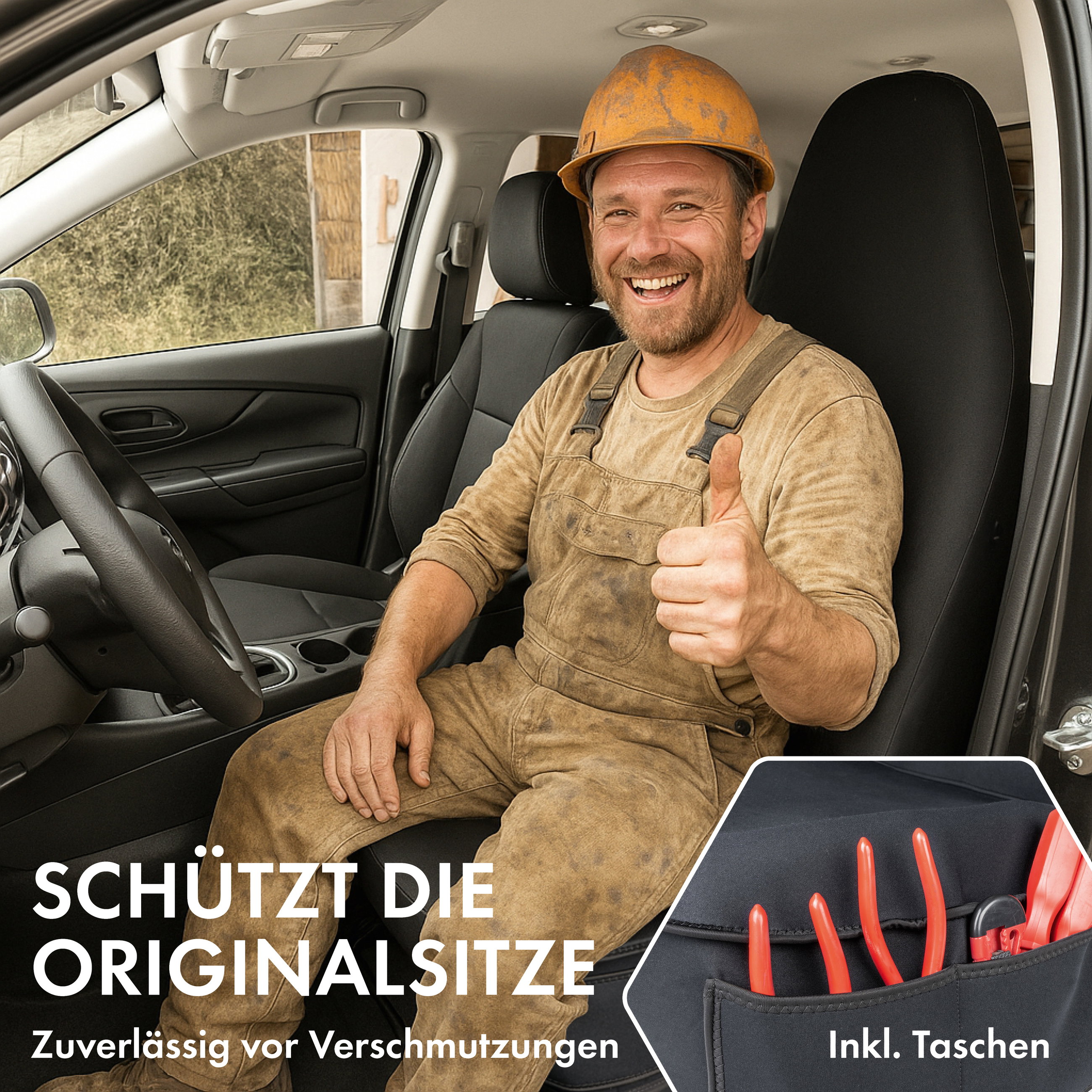 PKW Sitzauflage Neopren, Auto-Sitzschoner Vordersitz wasserdicht, robuste Universal Schutzauflage und Schutzunterlage PKW/LKW, 1 Stück
