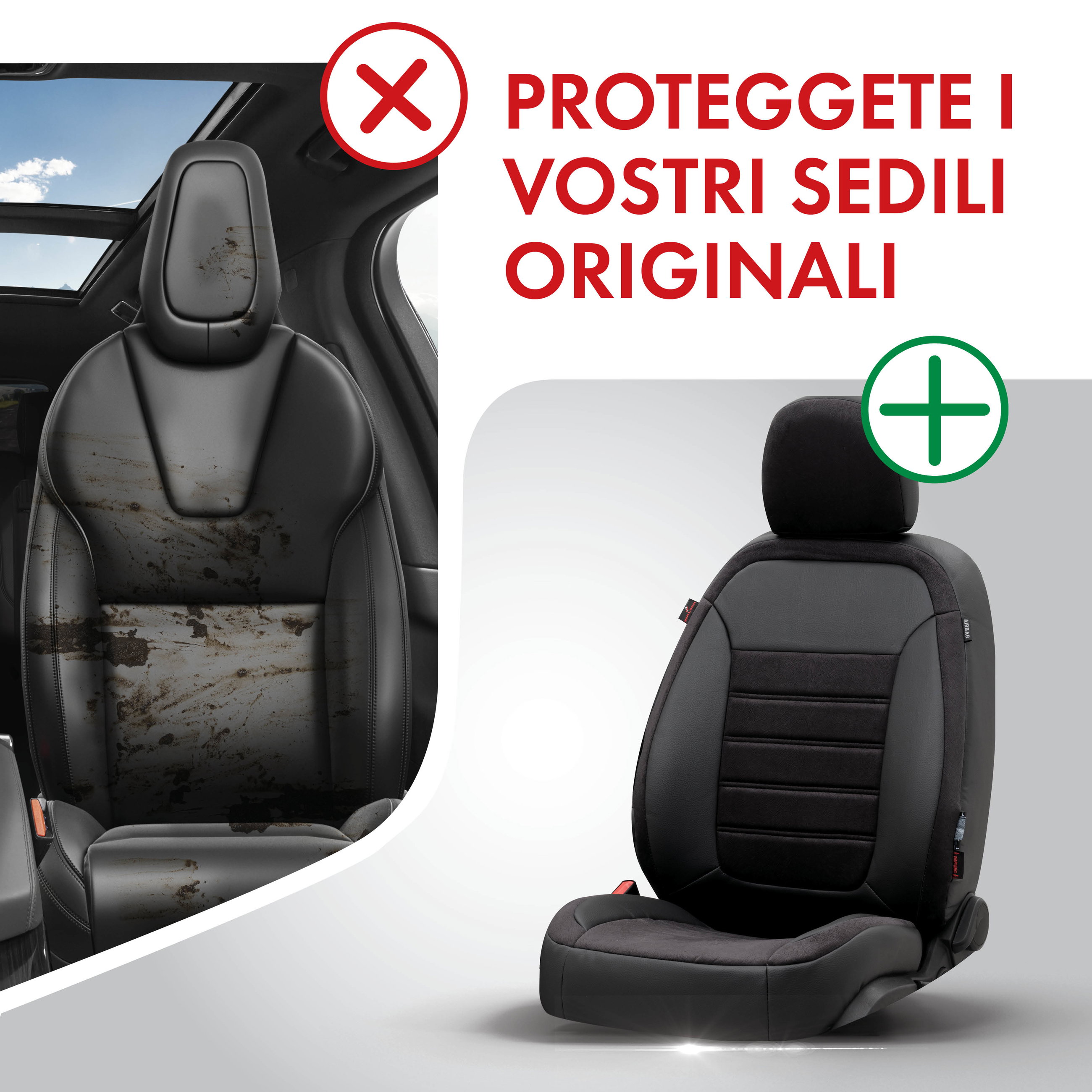 Coprisedili Bari per Ford Kuga II (DM2) 05/2012-Oggi, 2 coprisedili per sedili normali