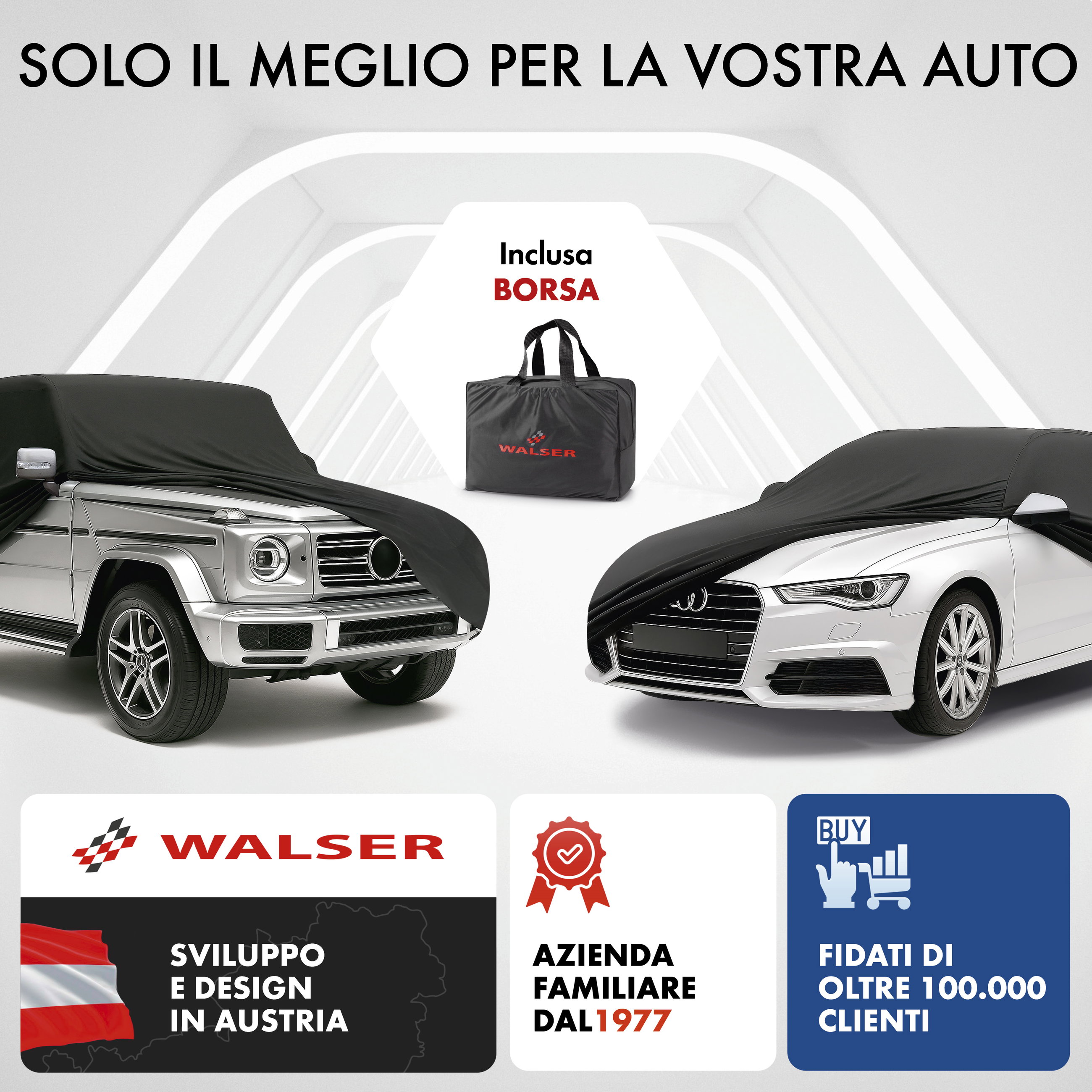 Telo Copriauto da interno Indoor Stretch, Copertura protettiva per uso interno Misura 1 Auto nero