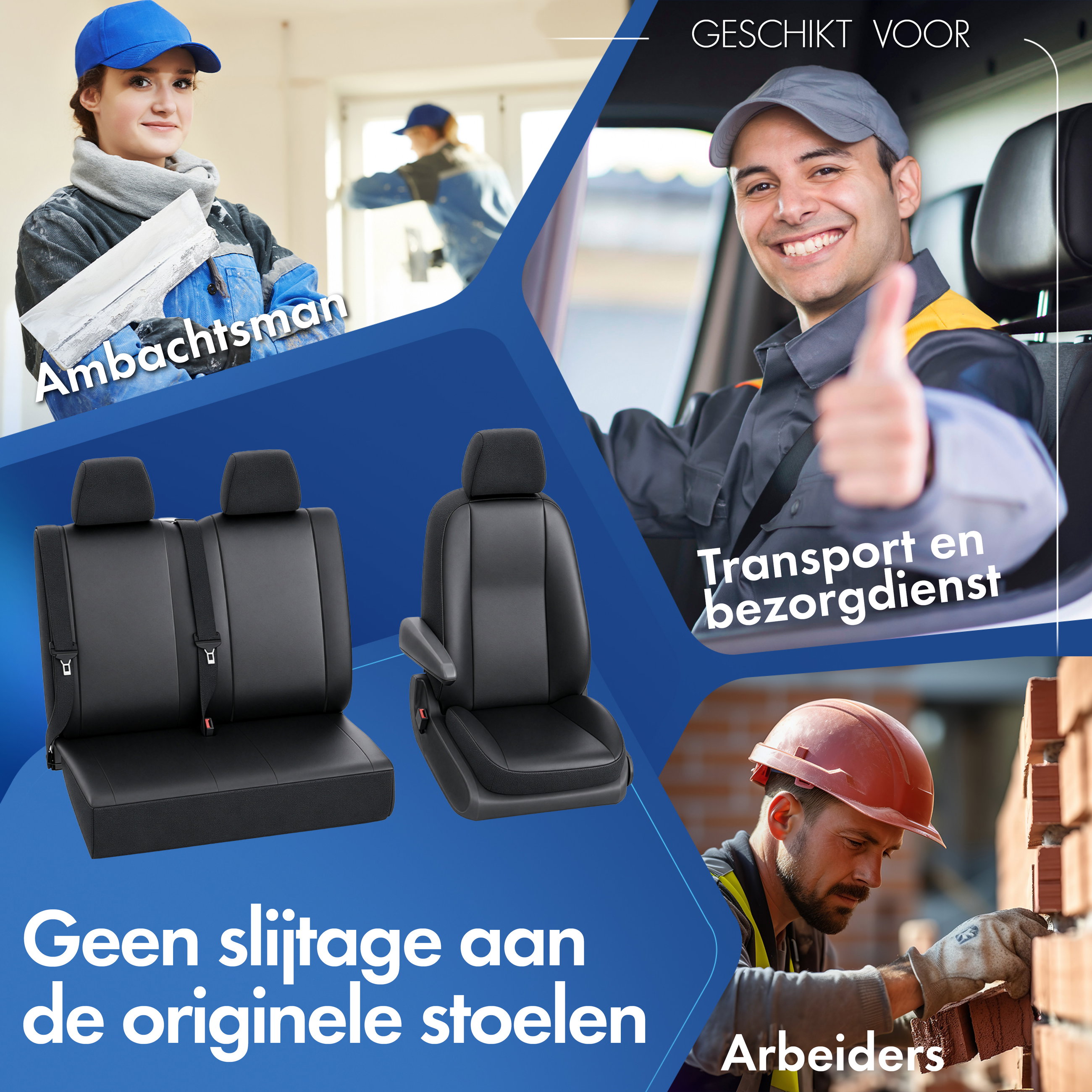Autostoelhoes Transporter Fit Kunstleer antraciet geschikt voor Mercedes-Benz V-Klasse 447, 1 enkele zitplaats voorpassagier (armleuninguitsparing links)