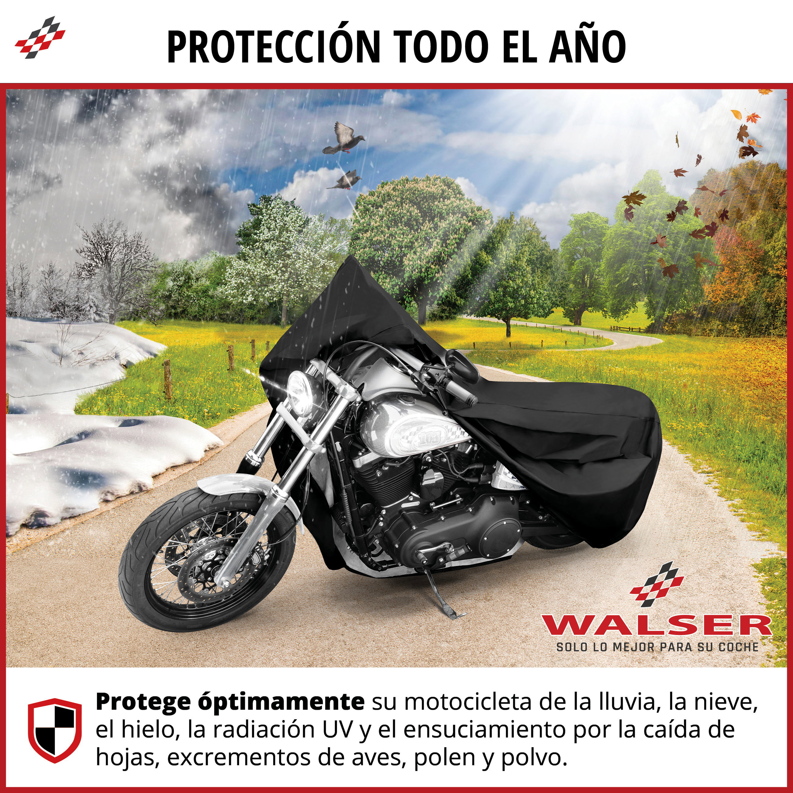 Funda para moto All Weather L, funda para moto, garaje para moto impermeable - 250x100x130 cm negro
