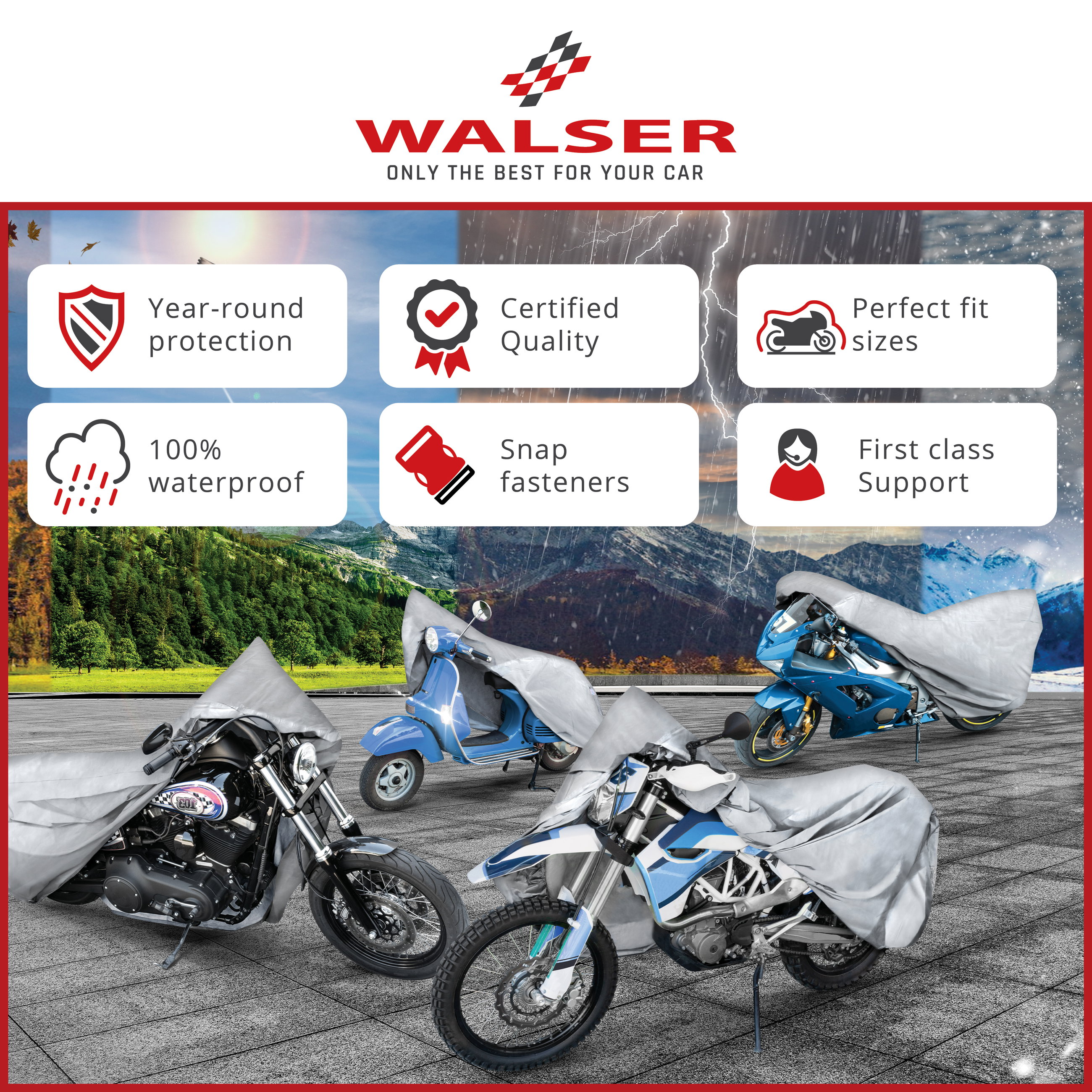 Motorcycle cover All Weather L, Motorcycle cover, Waterproof motorcycle garage - 250x100x130 cm silver