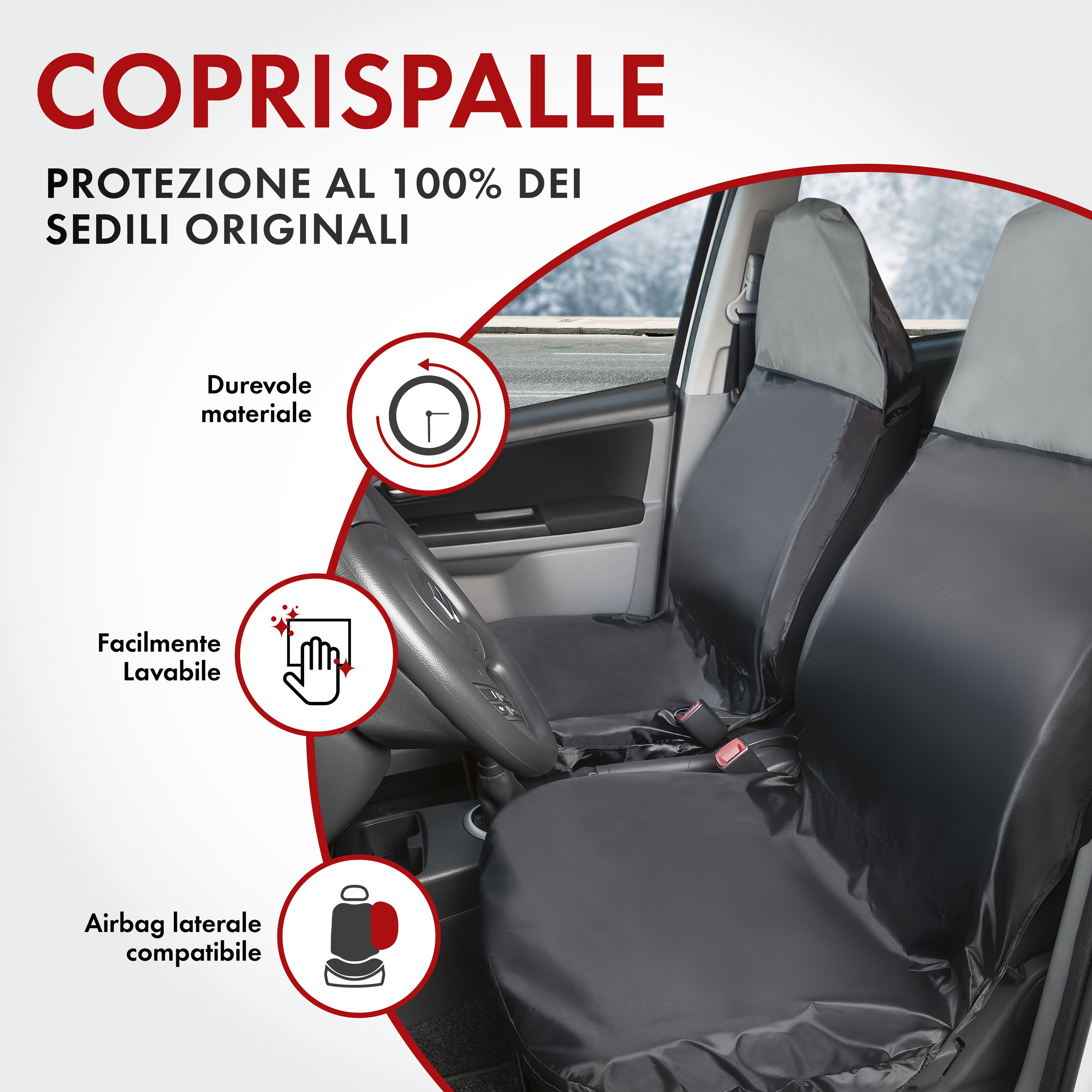 Coprisedile auto Smart Protect per sedile anteriore grigio