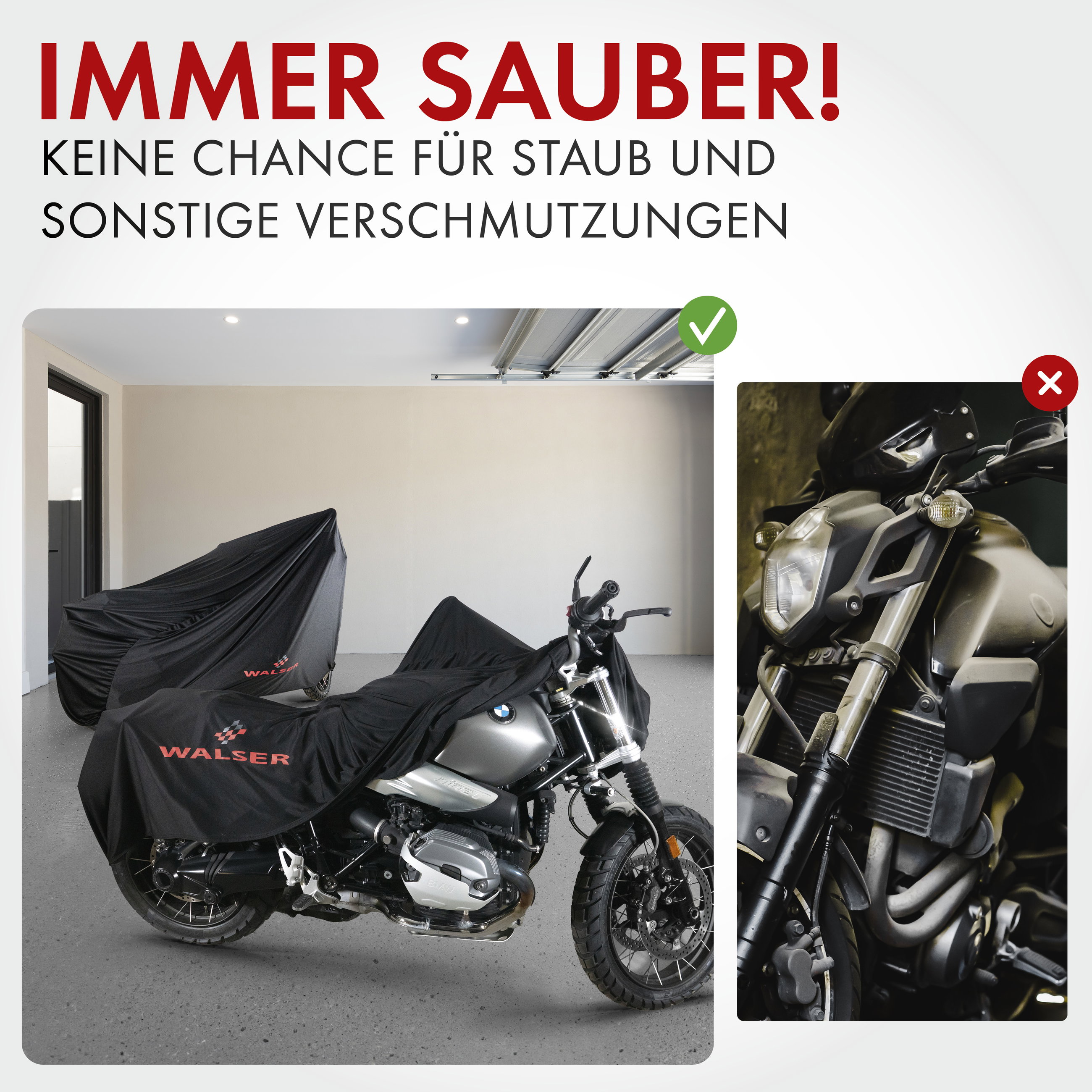 Motorrad Abdeckplane Indoor Stretch S, Indoor Vespa-Abdeckplane atmungsaktiv, Motorrad-Garage für den Innenbereich - 185x90x110 cm schwarz