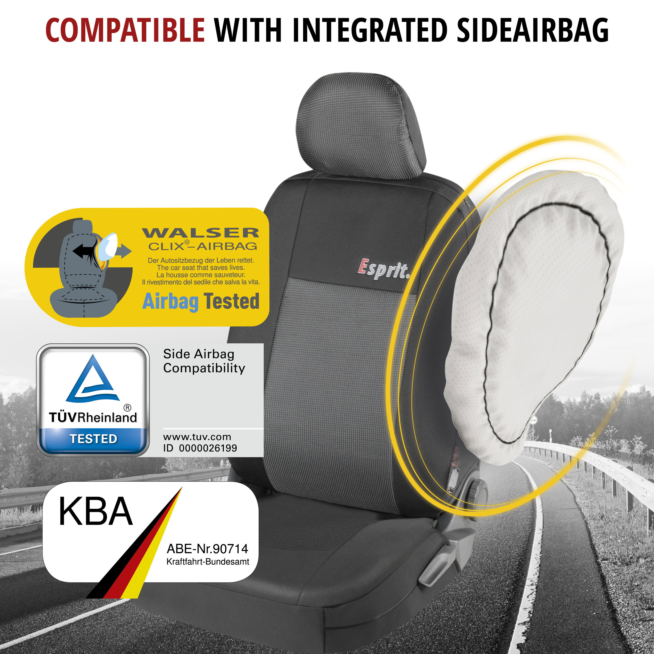 ZIPP IT Premium Esprit Car Seat Covers for 2 front Seats with zip system, normal Seats