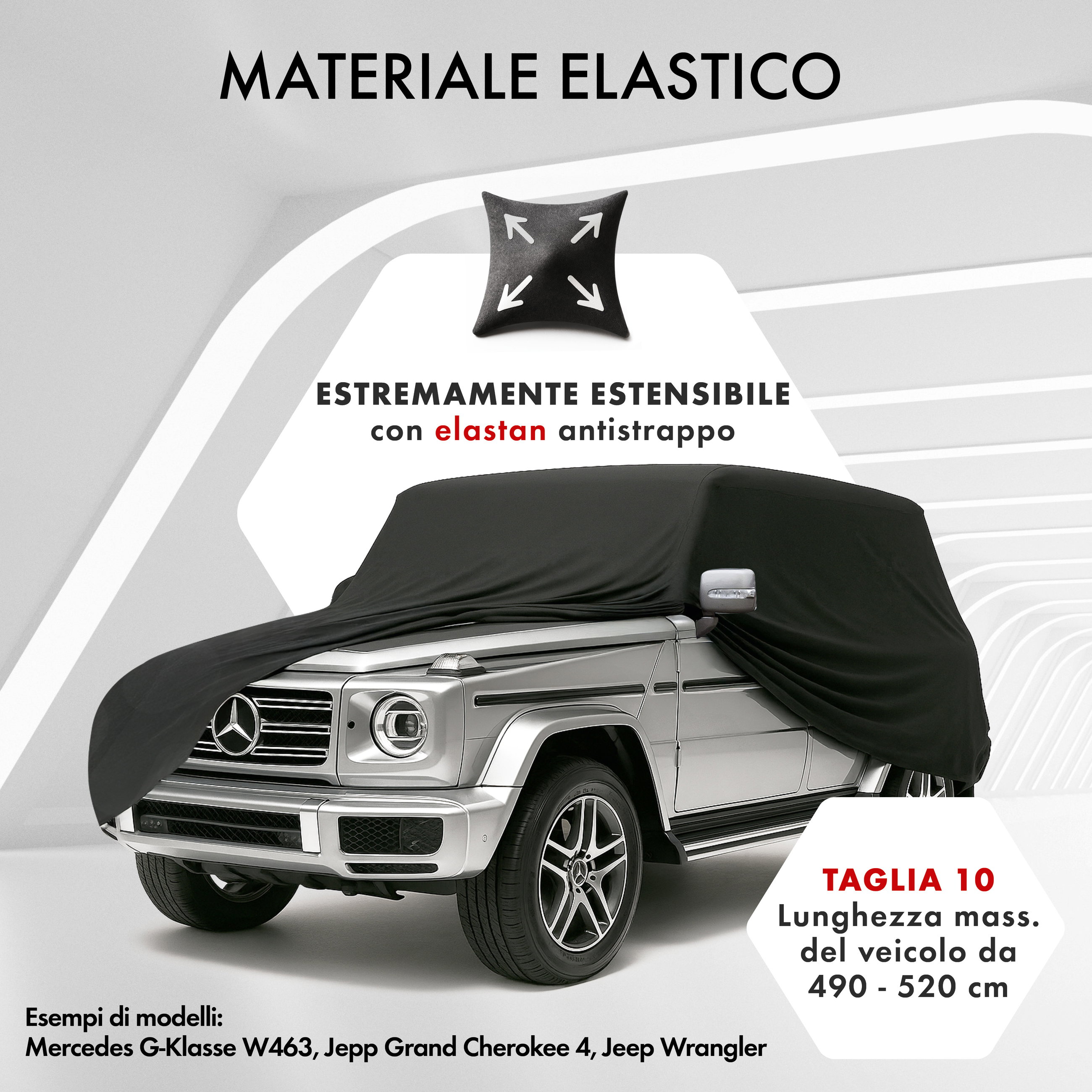Premium Telo Copriauto da interno Indoor Stretch Plus, Copertura protettiva per uso interno Misura 10 SUV/VAN nero