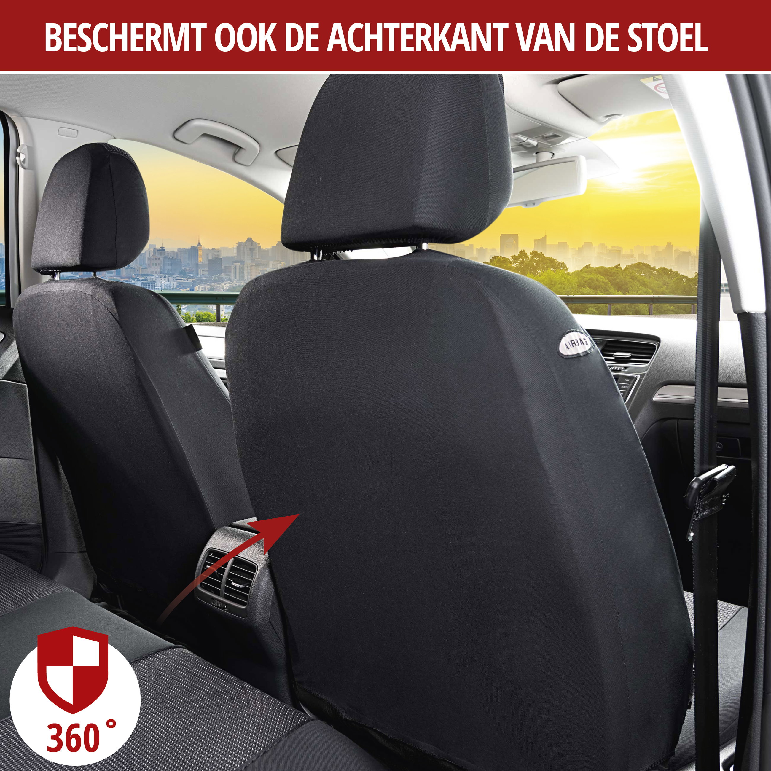 Auto stoelbeschermer Pineto stoelbeschermer voor voorstoel, universeel Autostoelhoes zwart-grijs, stoelbekleding Polyester