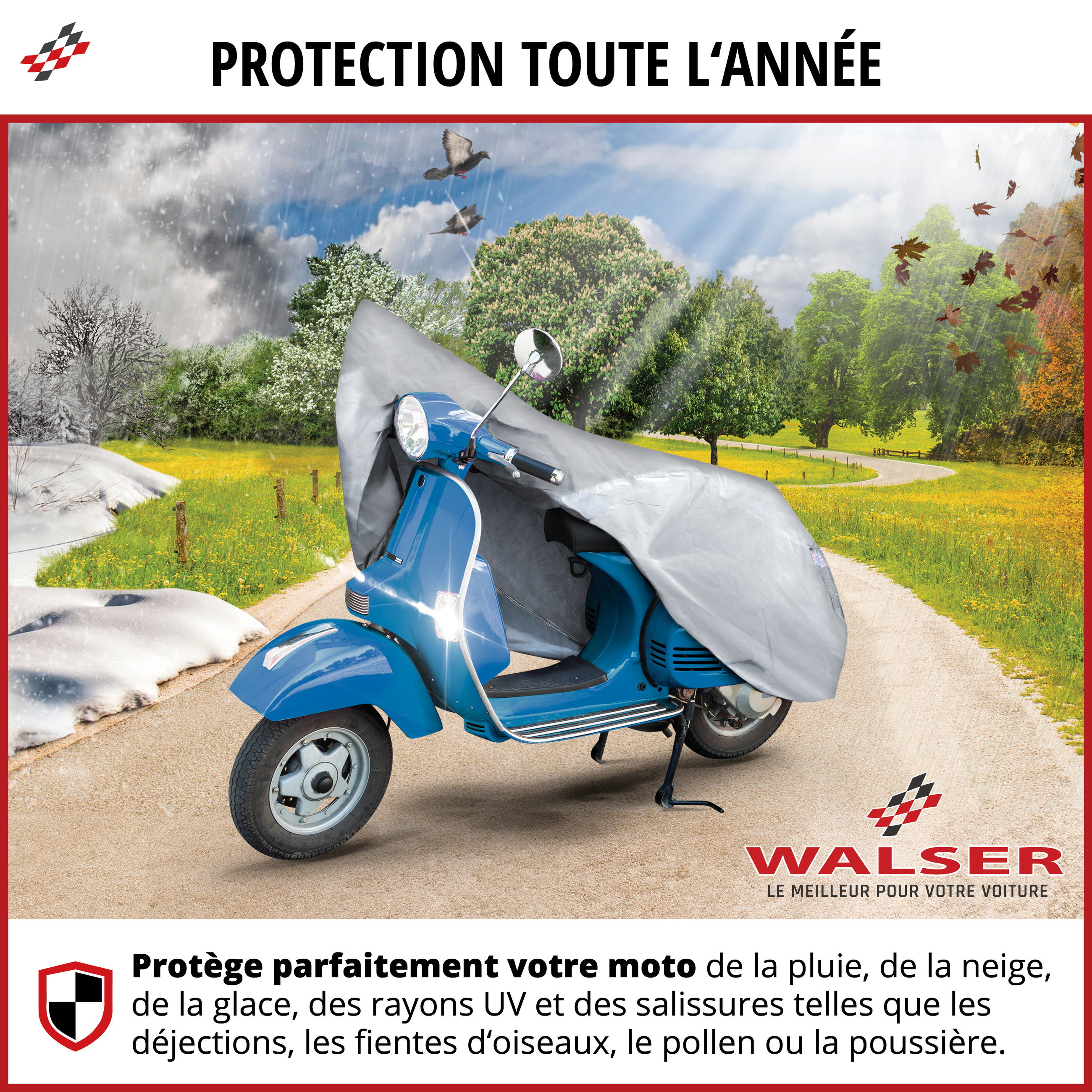 Bâche de protection pour moto All Weather S, Bâche de couverture Vespa, Garage pour moto étanche - 185x90x110 cm argent