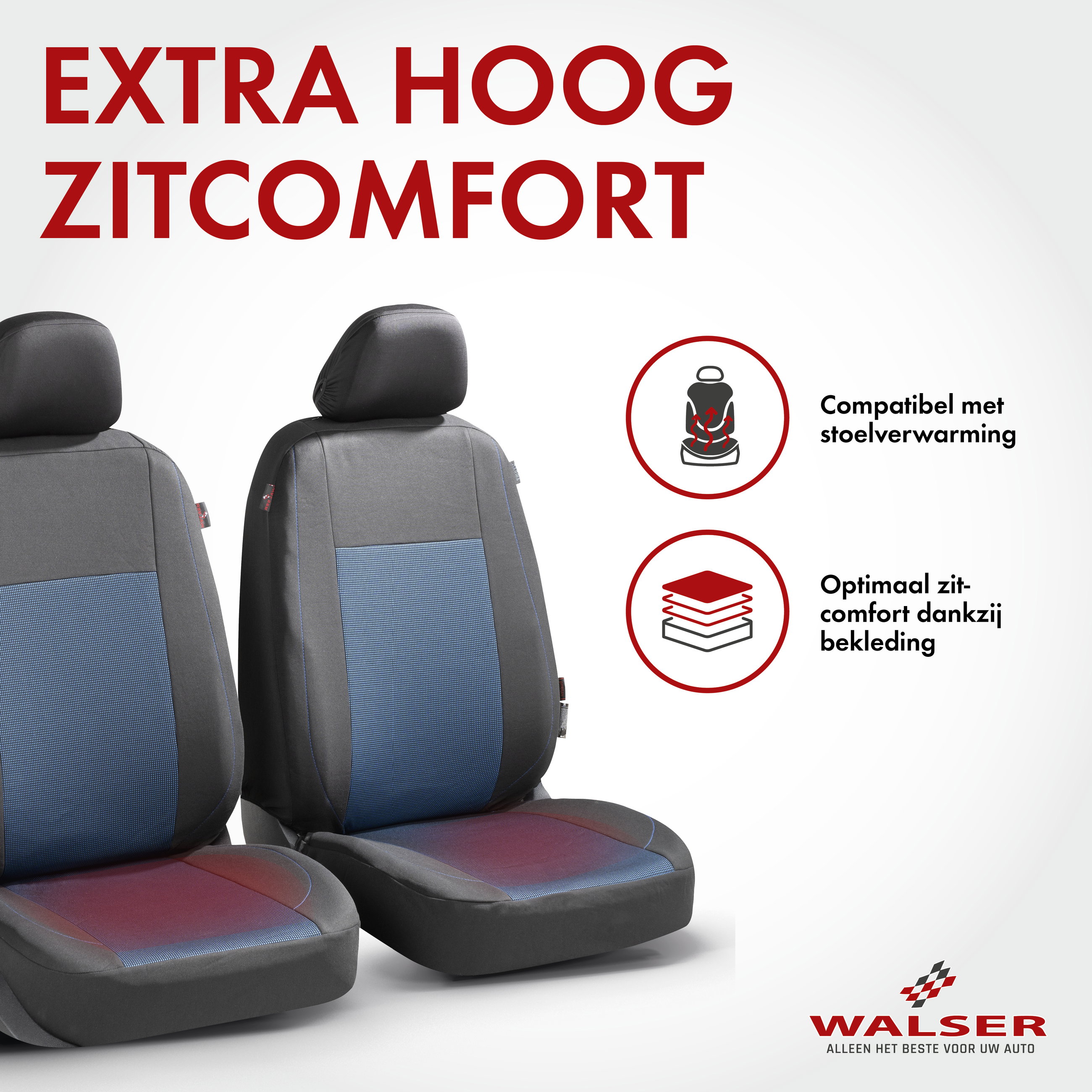 Premium Autostoelbekleding Ardwell met Zipper ZIPP-IT, Autostoelhoes set, 2 stoelbeschermer voor voorstoel, 1 stoelbeschermer voor achterbank zwart/blauw
