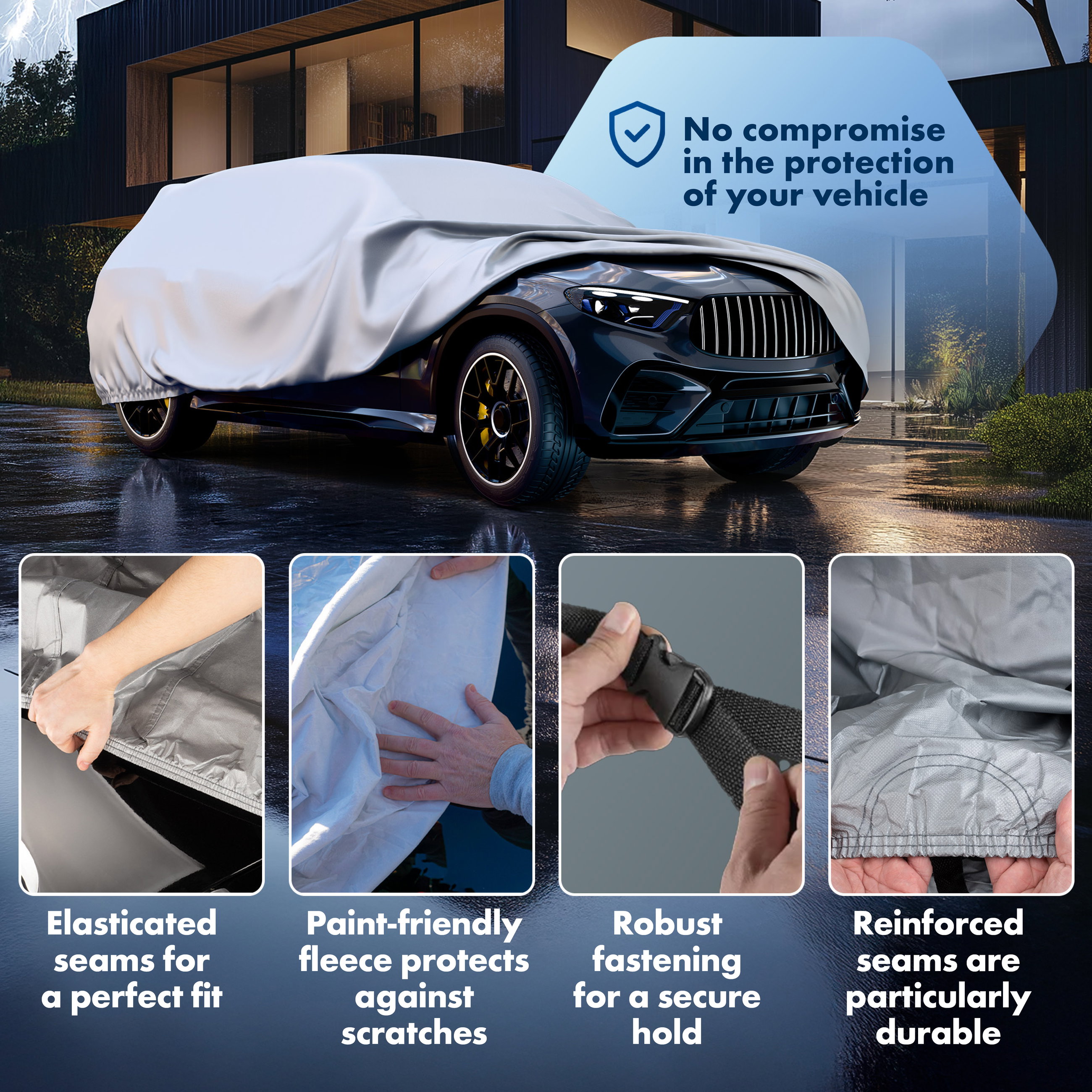 Car cover All Weather, car cover full garage size 7 SUV/VAN silver