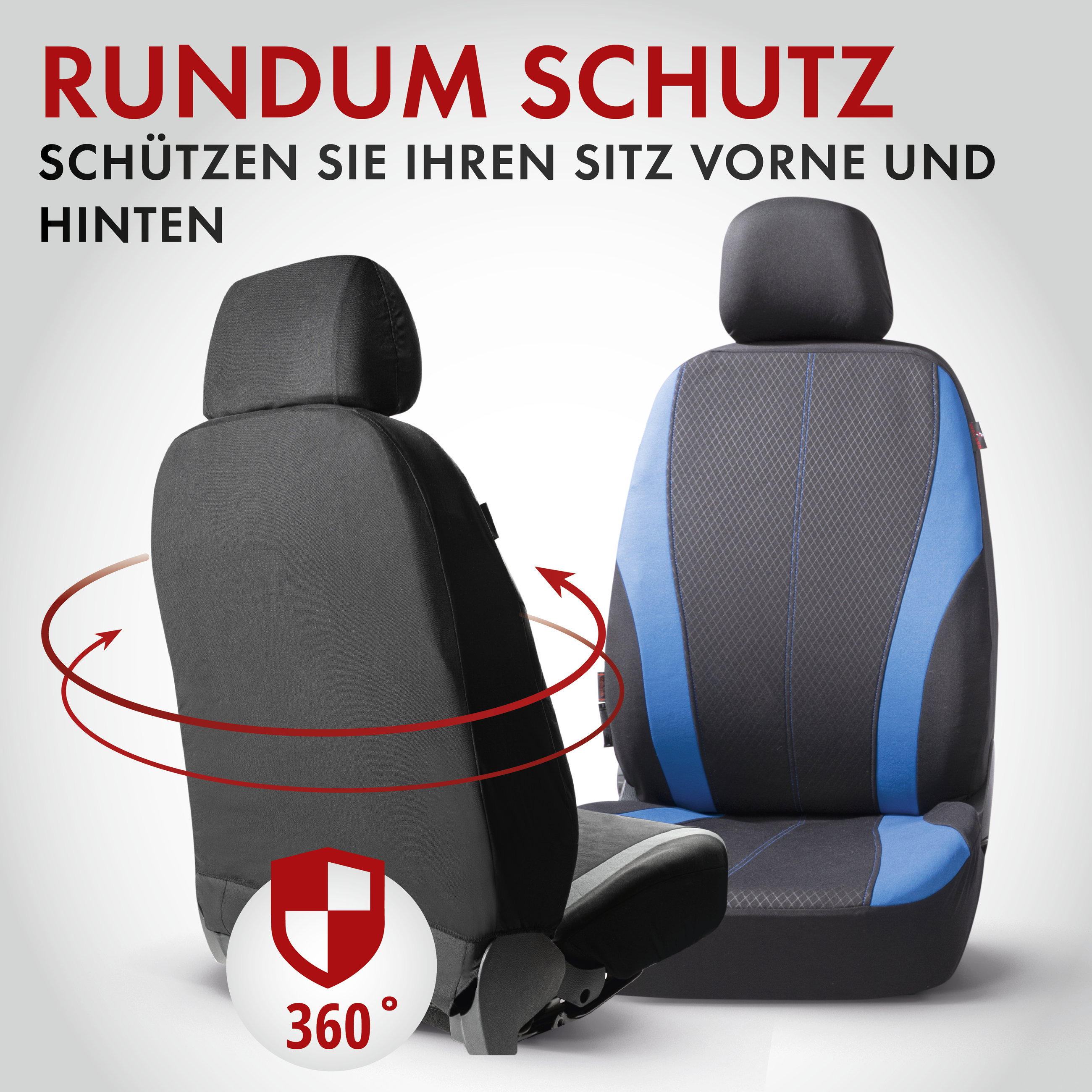 Autositzbezug ZIPP-IT Dundee, PKW-Schonbezüge für 2 Vordersitze mit Reißverschluss-System schwarz/grau