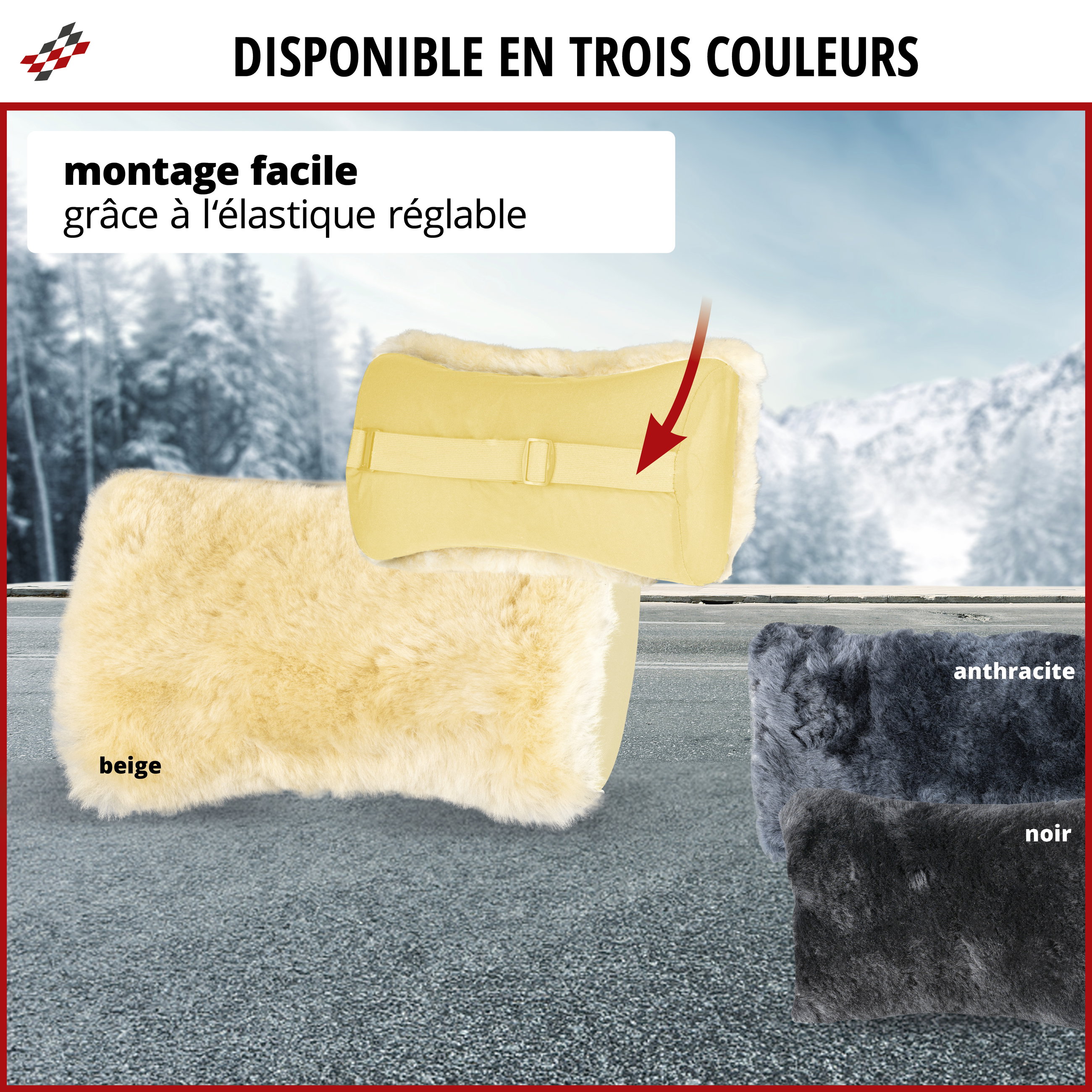 Appui-tête Mila en peau d'agneau noir