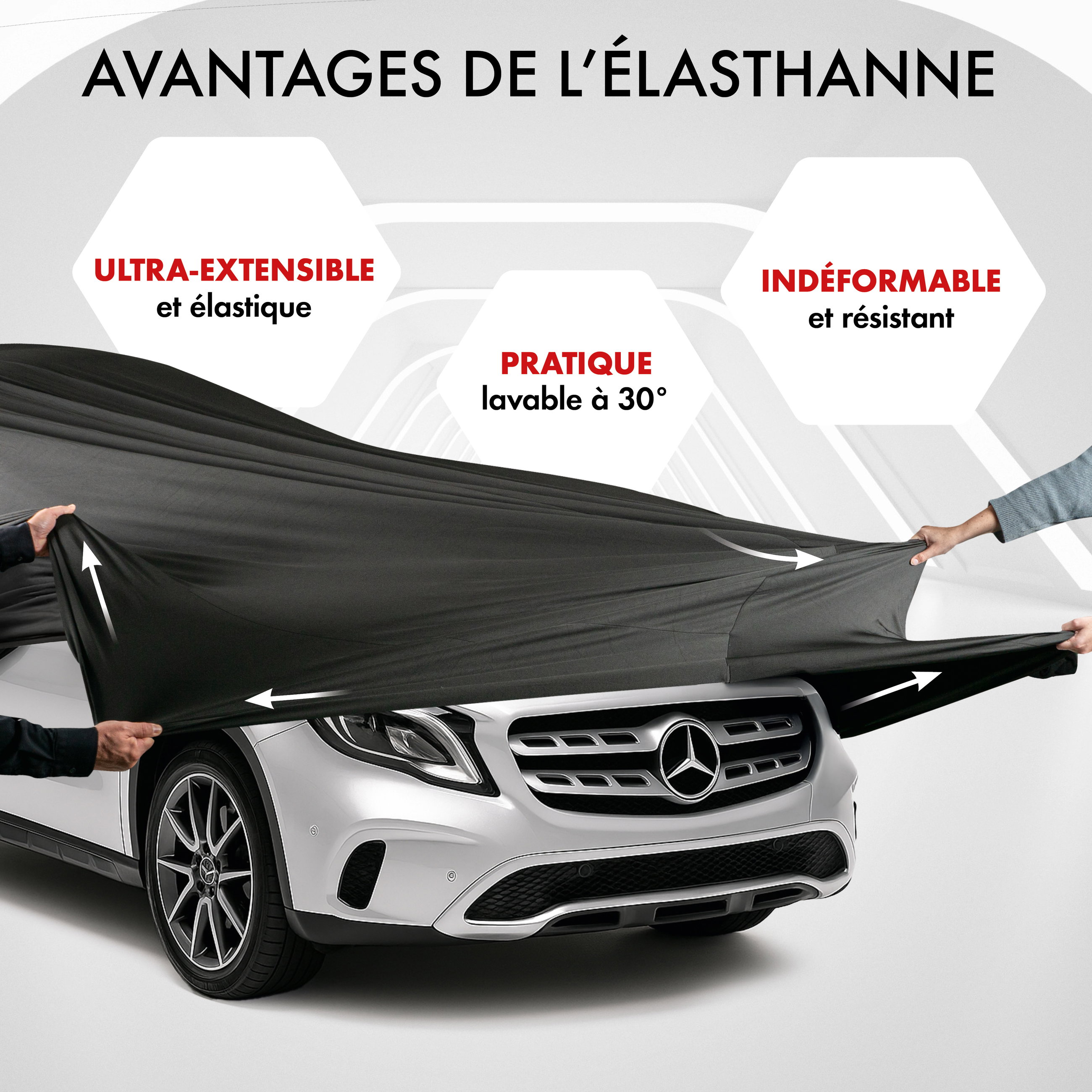 Premium housse de voiture Indoor Stretch, bâche complet pour l'interieur Plus taille 8 SUV/VAN noir