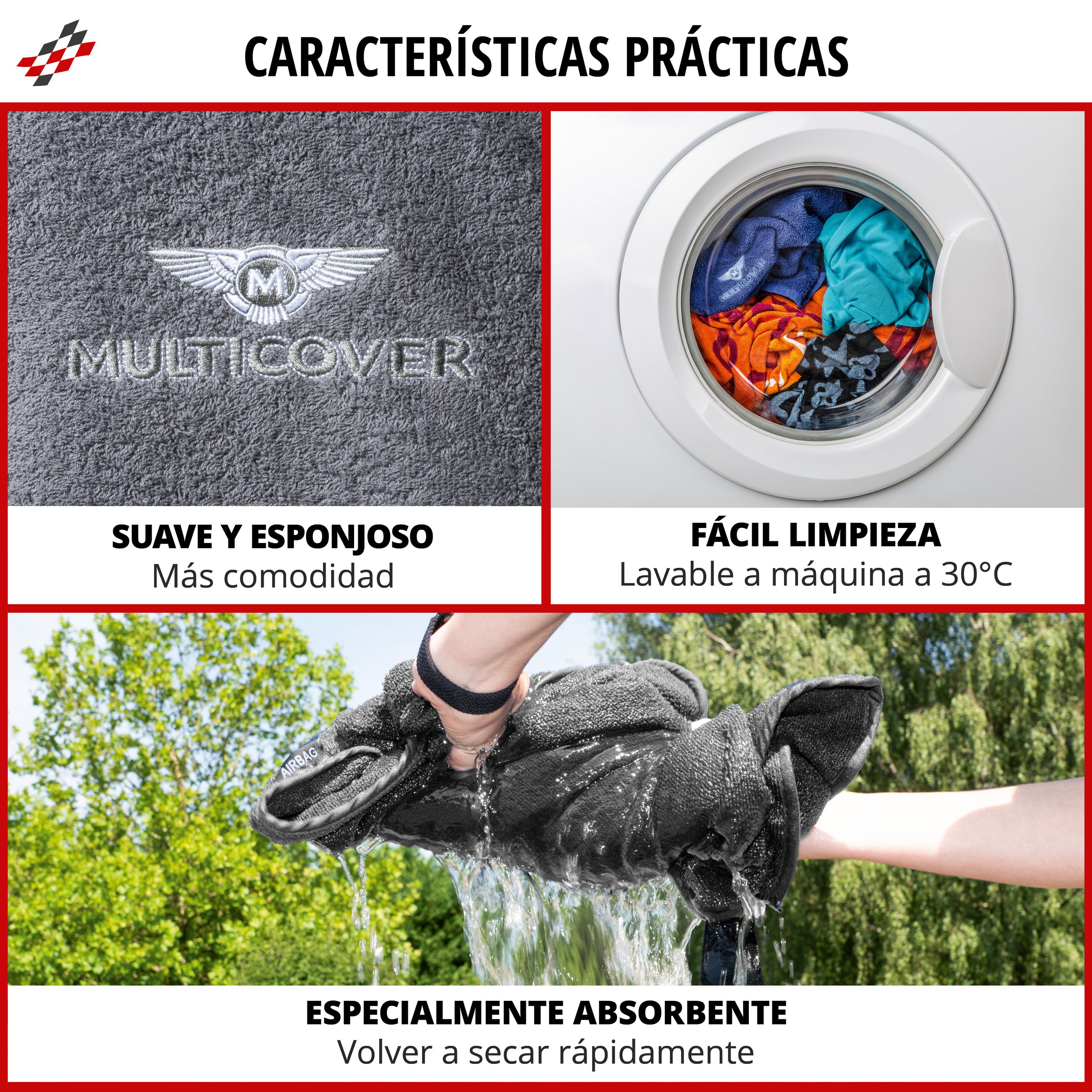 Coche-protector de asiento Multicover, coche-cojín de asiento lavable gris, 1 pieza