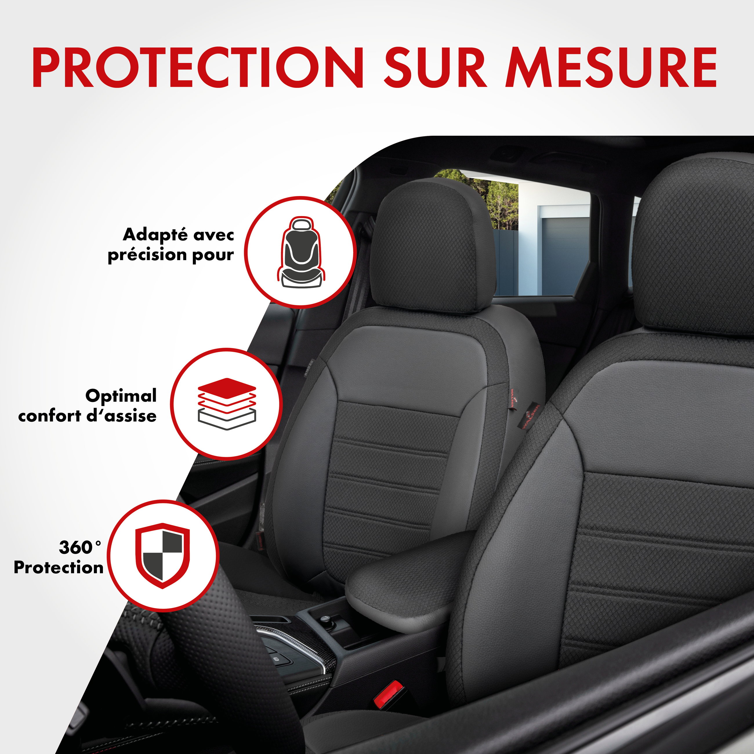 Housse de siège Aversa pour BMW X3 (F25) 09/2010-08/2017, 2 housses de siège pour sièges normaux