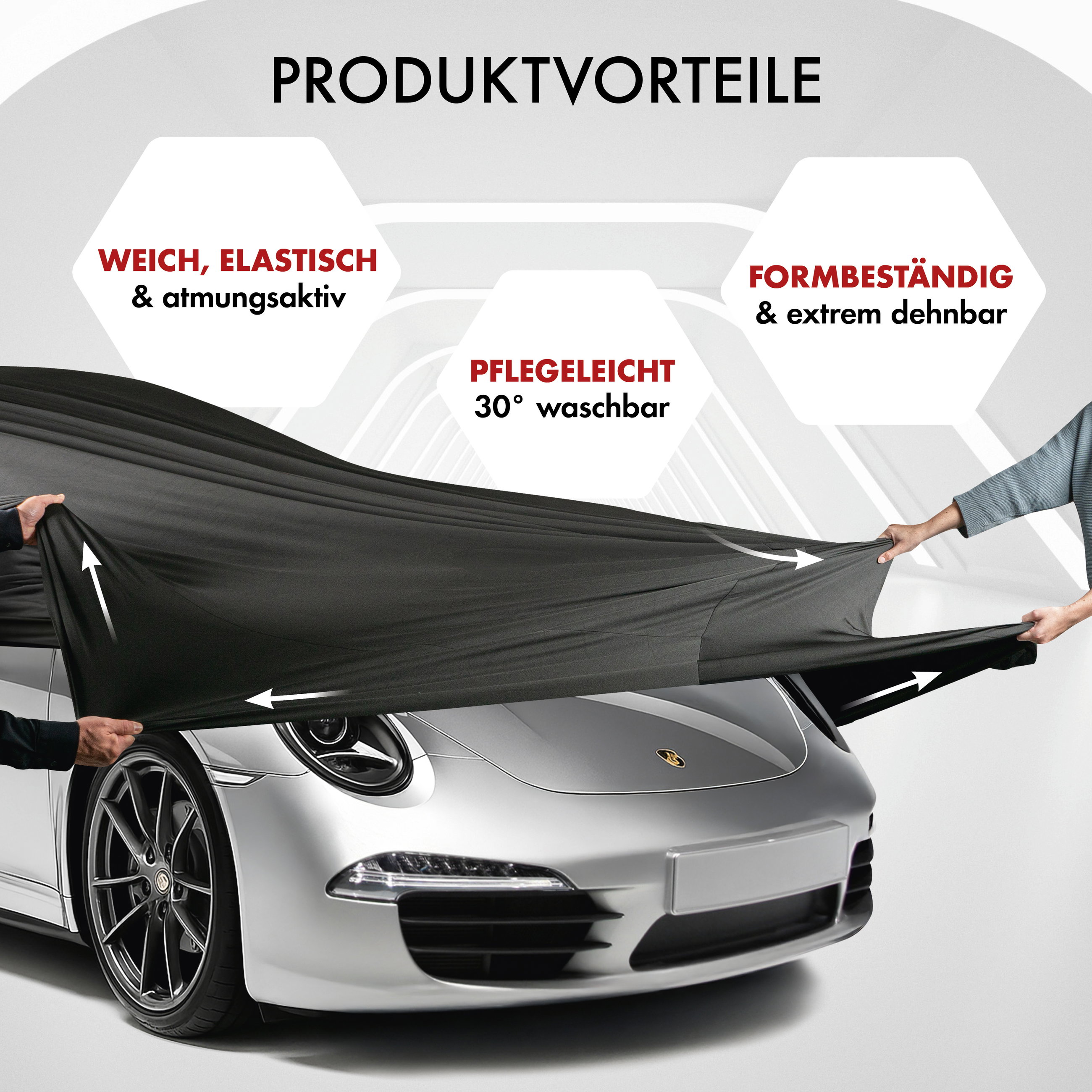 Autoplane Indoor Stretch, PKW-Abdeckplane Größe 2 PKW schwarz