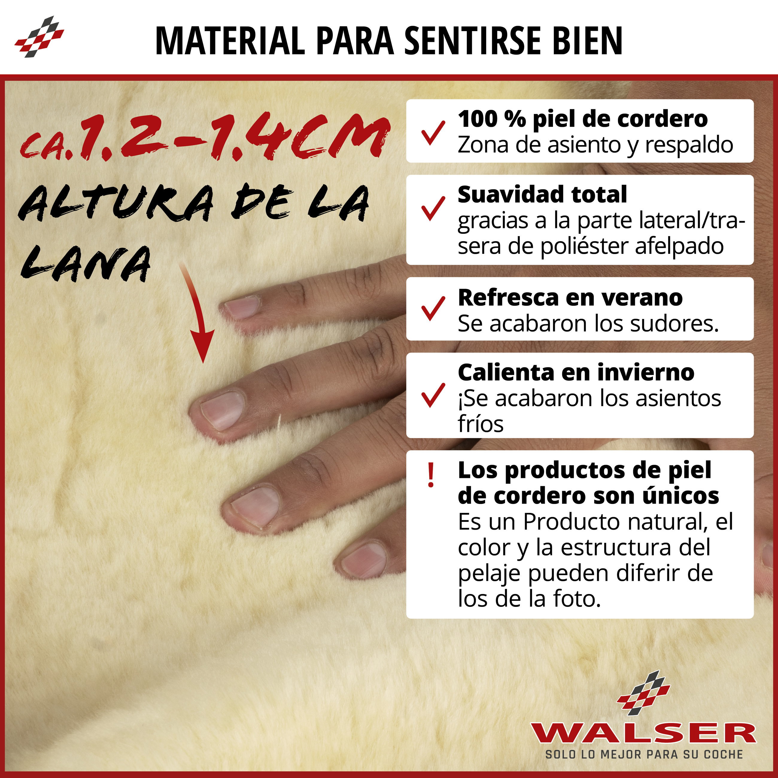 Funda de asiento Nineve de piel de cordero, funda protectora de coche asiento individual, ZIPP-IT piel de corderofunda con cremallera beige, 1 pieza