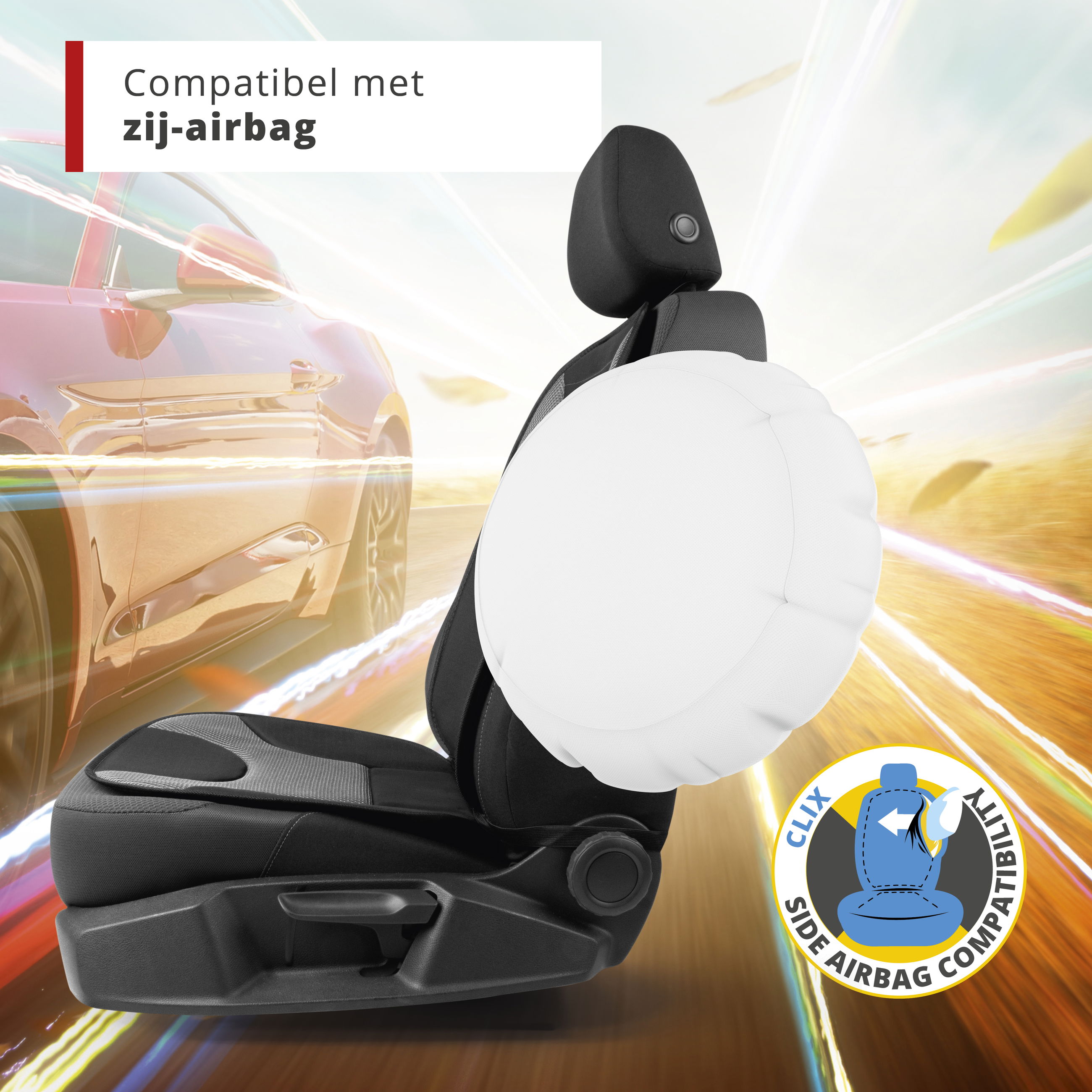 Stoelhoes Grafis, universele stoelhoes auto zwart-grijs, 1 stuk