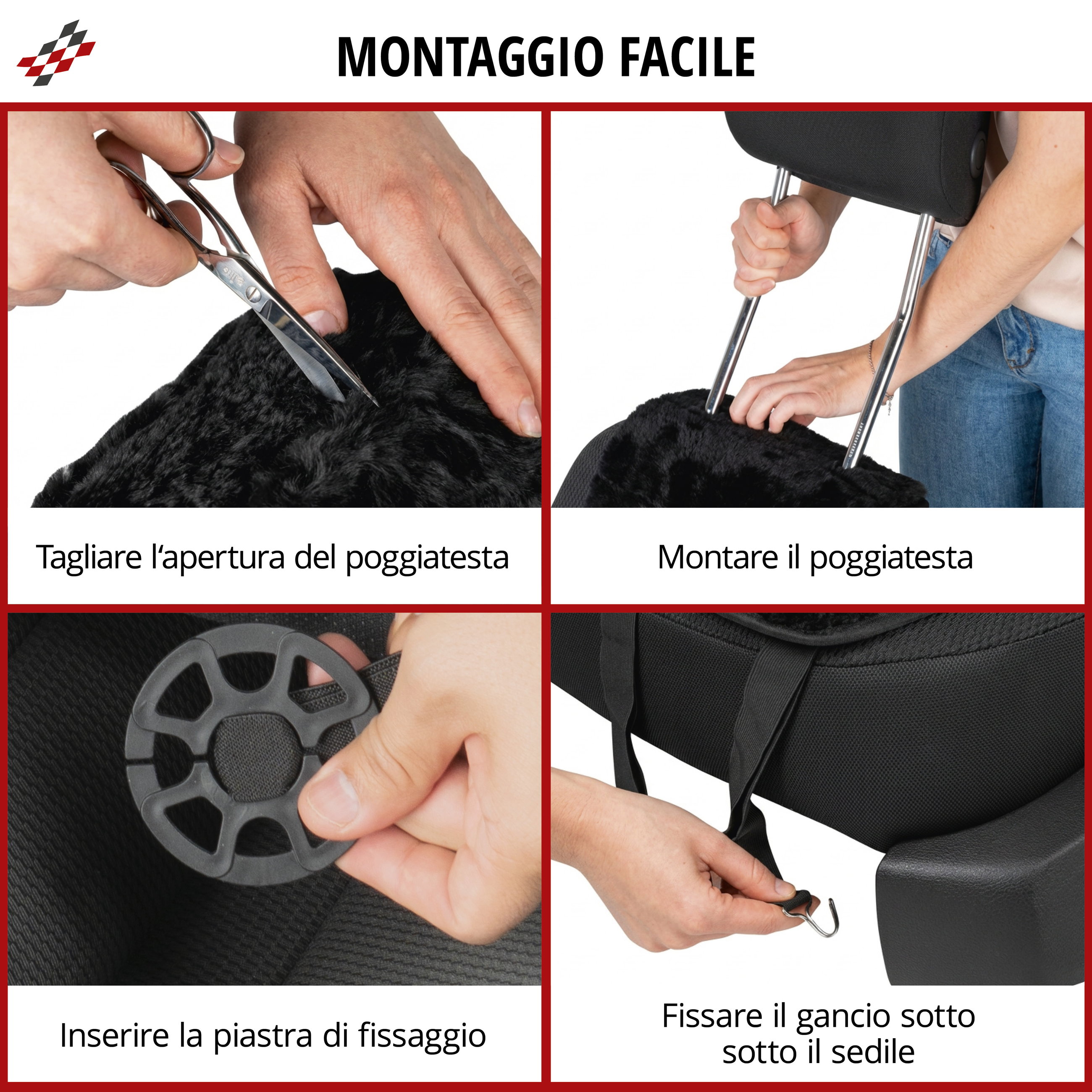 cut, opening, headrest, mounting, fitting pin