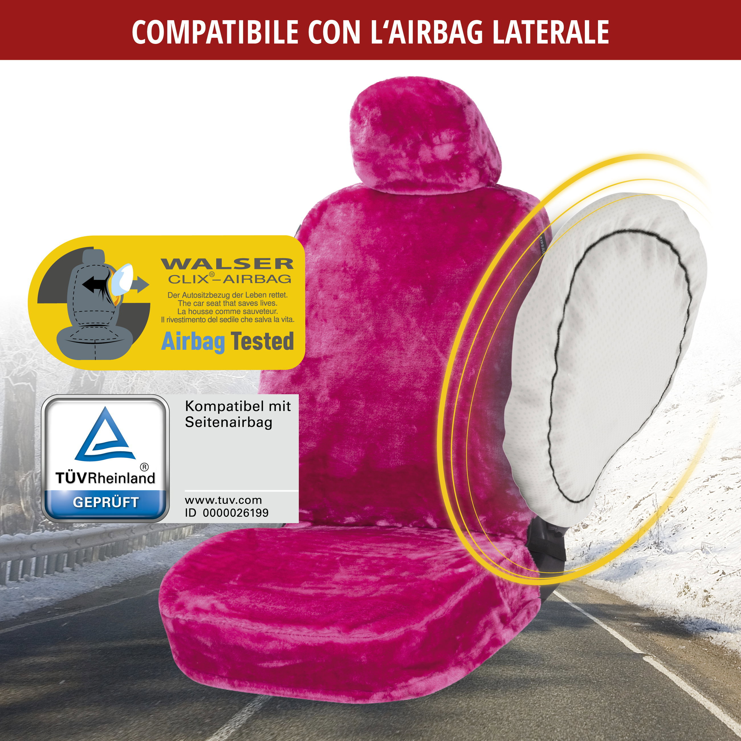 Coprisedile auto Teddy in pelliccia sintetica, protezione per sedile singolo, rivestimento in pelliccia sintetica rosa, 1 pezzo