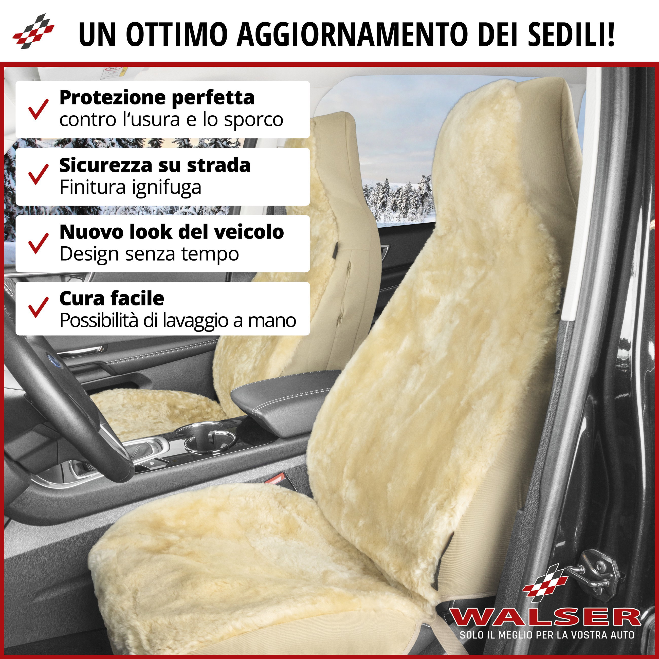 Coprisedili auto Zoya in pelle di agnello antracite con sistema IT ZIPP per sedili con schienale alto, 1 pezzo