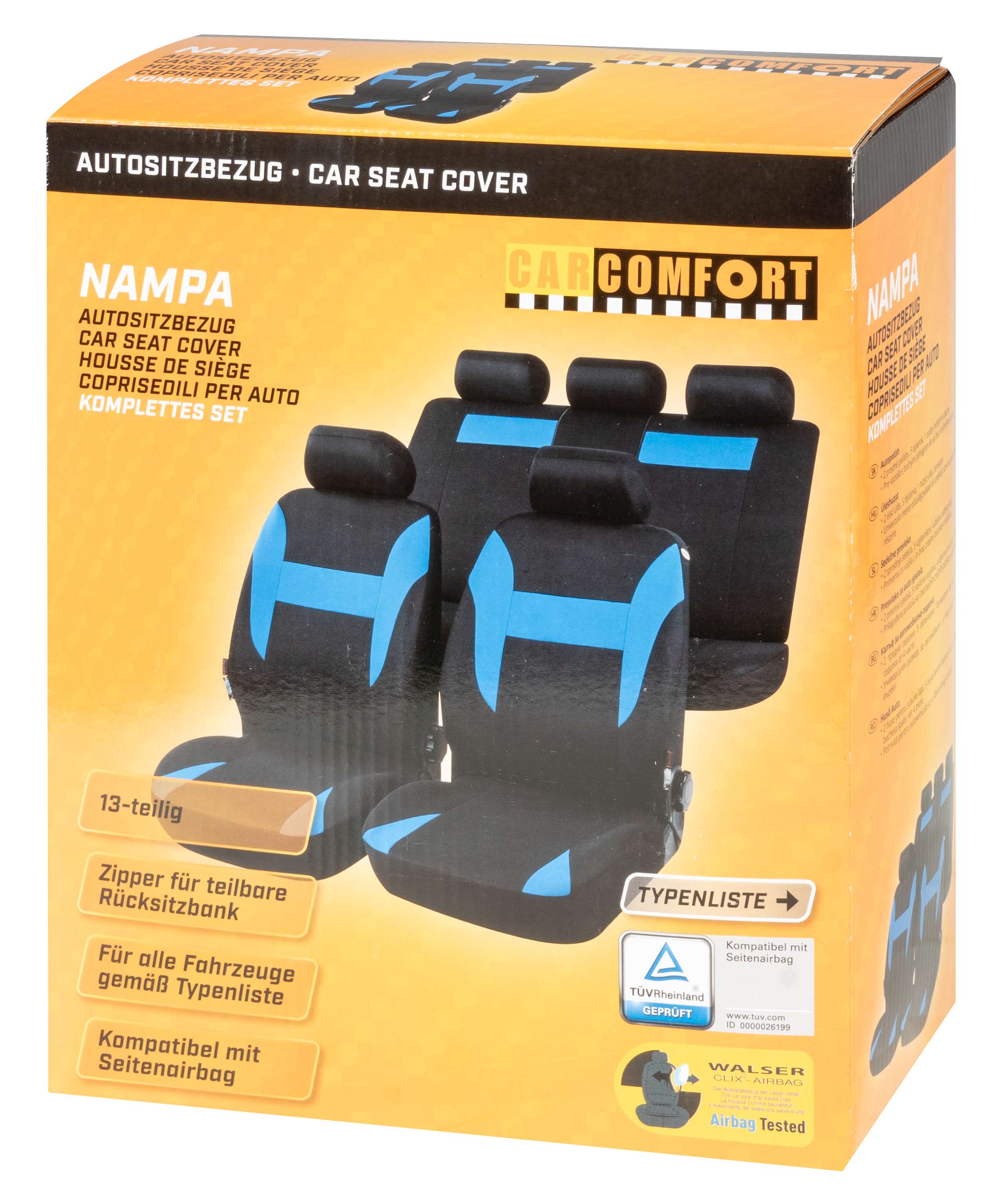 Autositzbezug Nampa, PKW-Schonbezüge Komplettset schwarz/blau