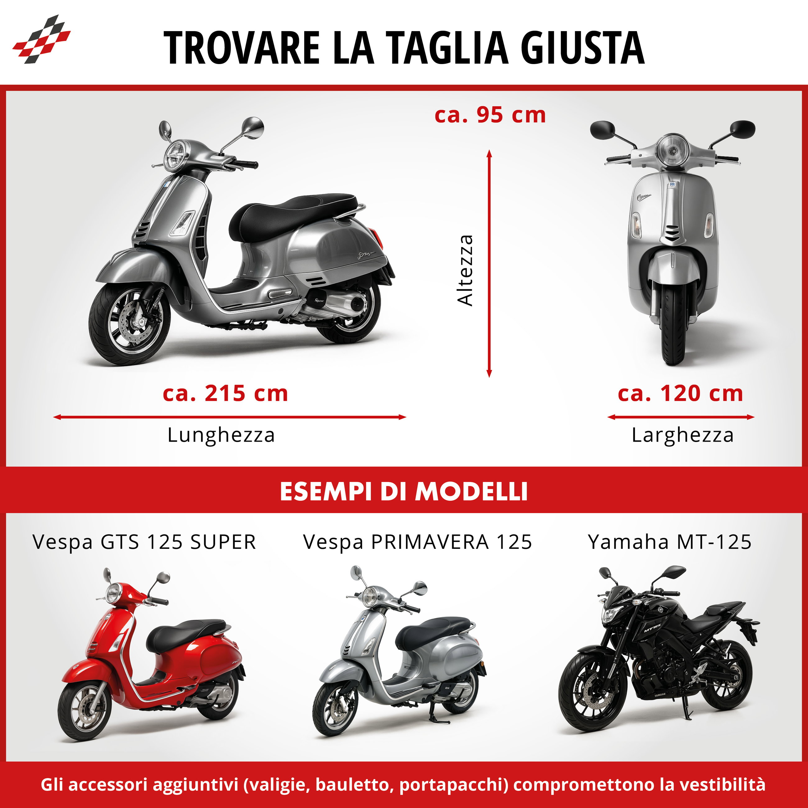 Telone per moto All Weather M, Telone per moto, Garage per moto impermeabile - 215x95x120 cm nero