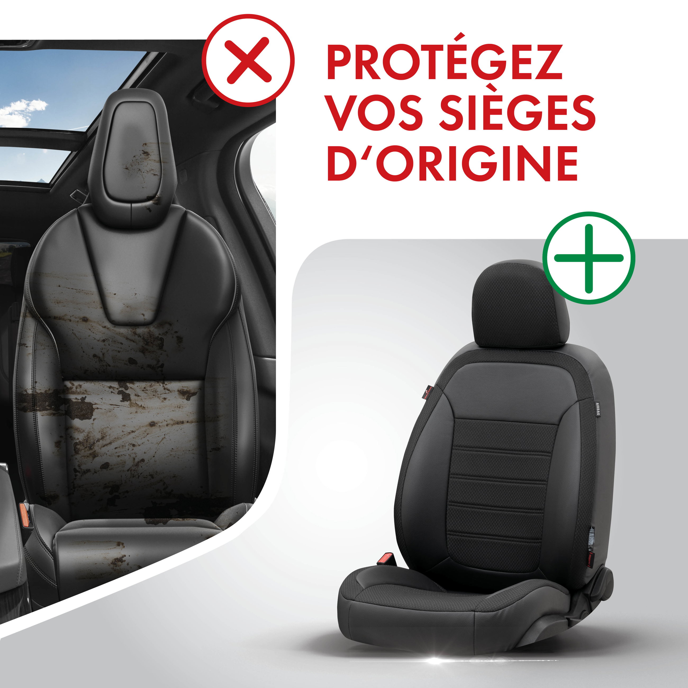 Housse de siège Aversa pour BMW X3 (F25) 09/2010-08/2017, 2 housses de siège pour sièges normaux