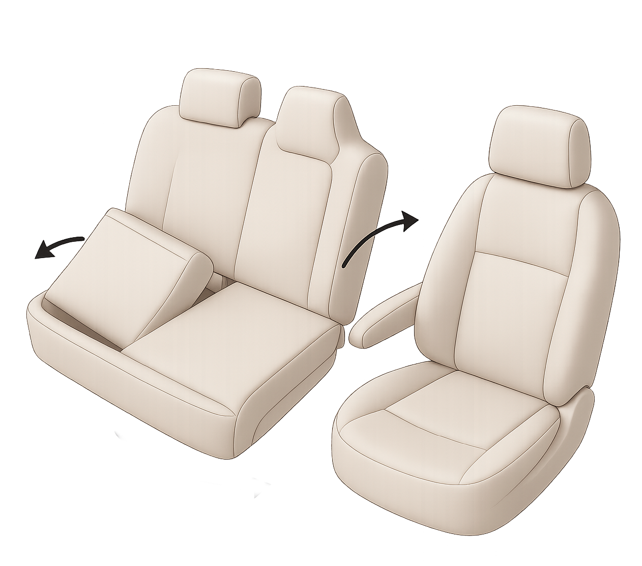 Housse de siège Transporter en tissu pour Opel Movano, Renault Master, Nissan Interstar, 1 siège individuel à l'avant (évidement accoudoir) & double siège à l'avant