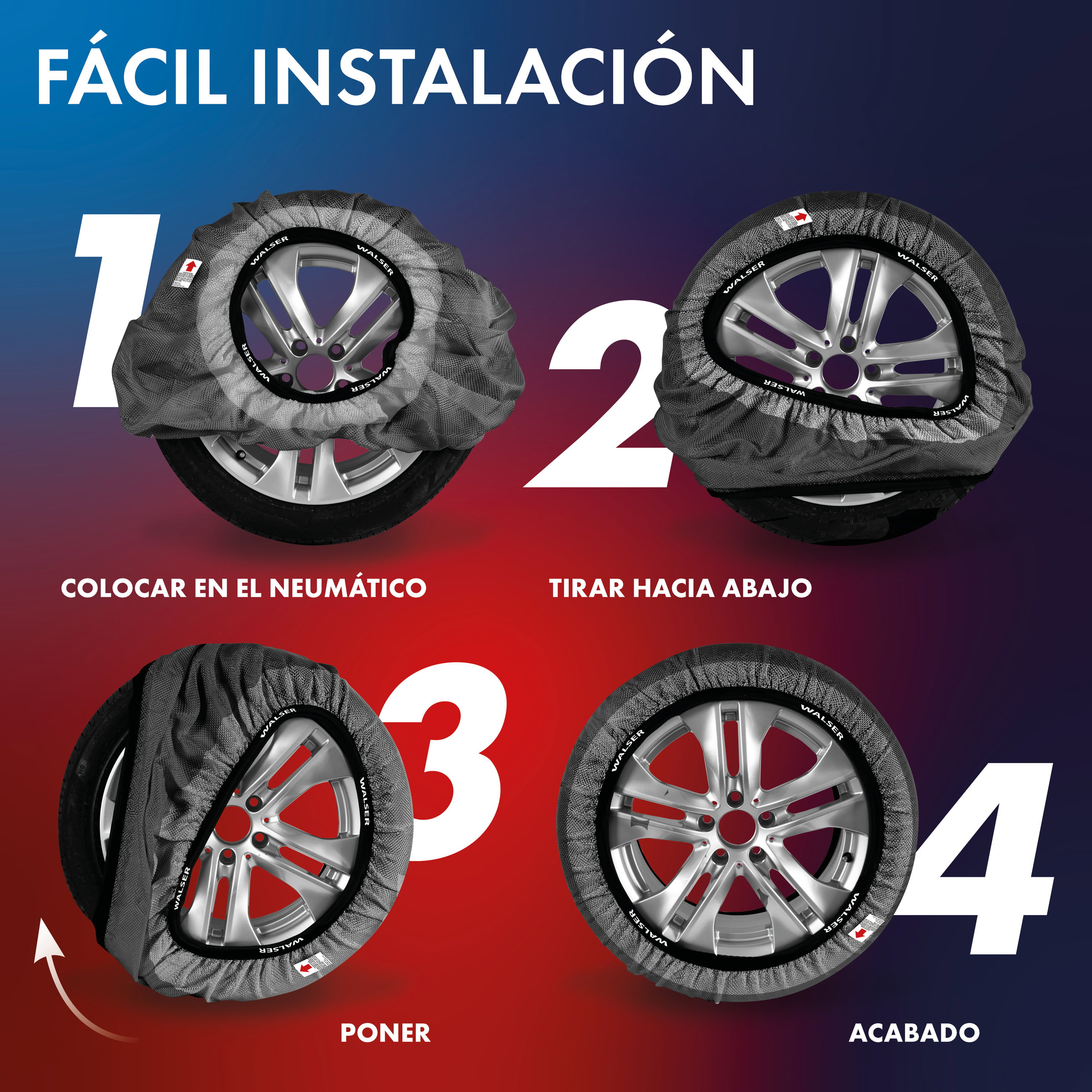 Premium Textile cadenas de nieve Easygo L, juego de 2 cadenas de nieve textiles homologadas según norma UE 16662-1, cadenas de nieve para coche, coche cadenas de nieve textiles 2 pieza gris/negro