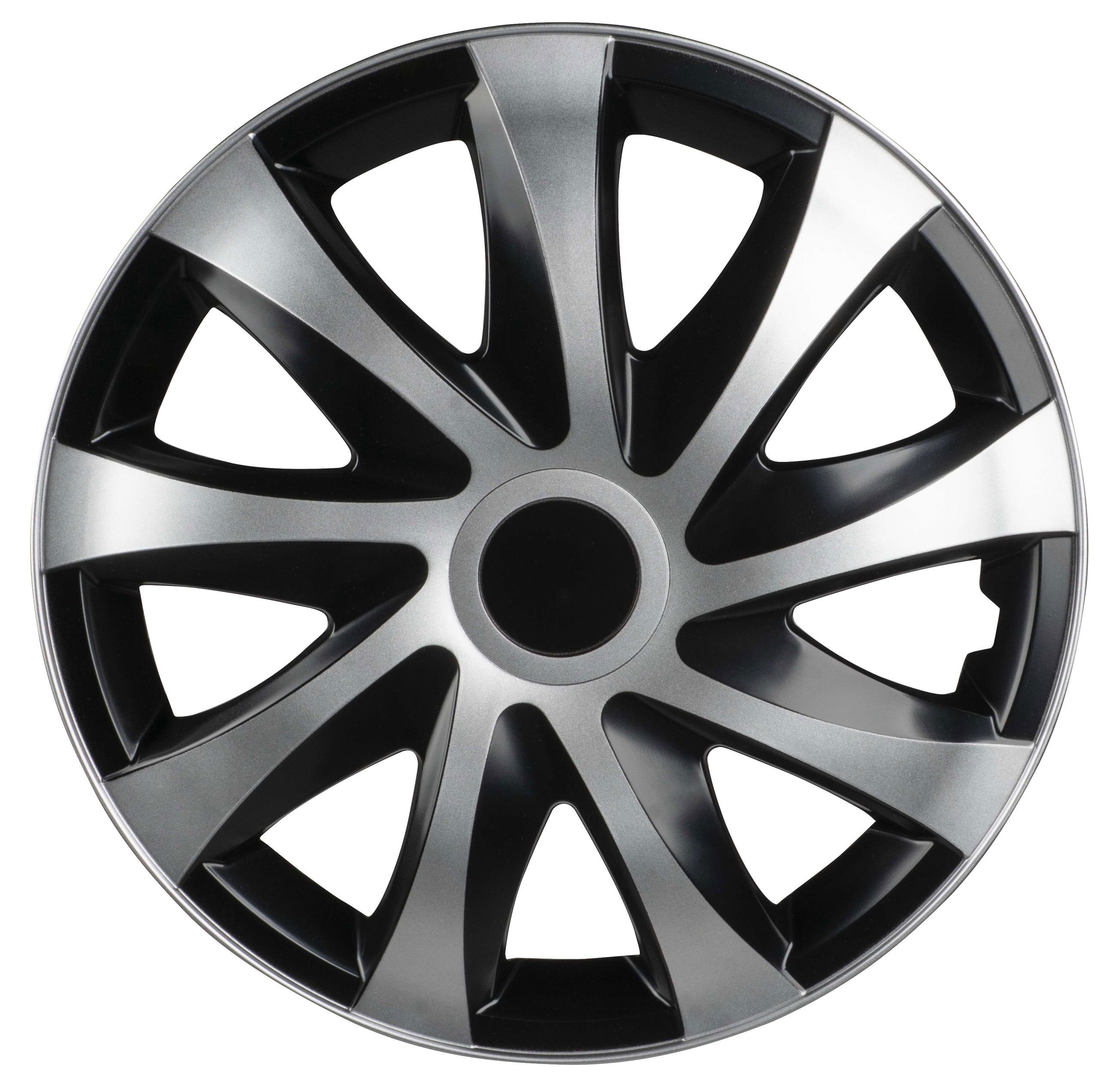 Enjoliveurs Storm Bicolor 16", 4 pièce noir/argent Rad, Leichtmetallfelge, Speiche, Reifen, Helm