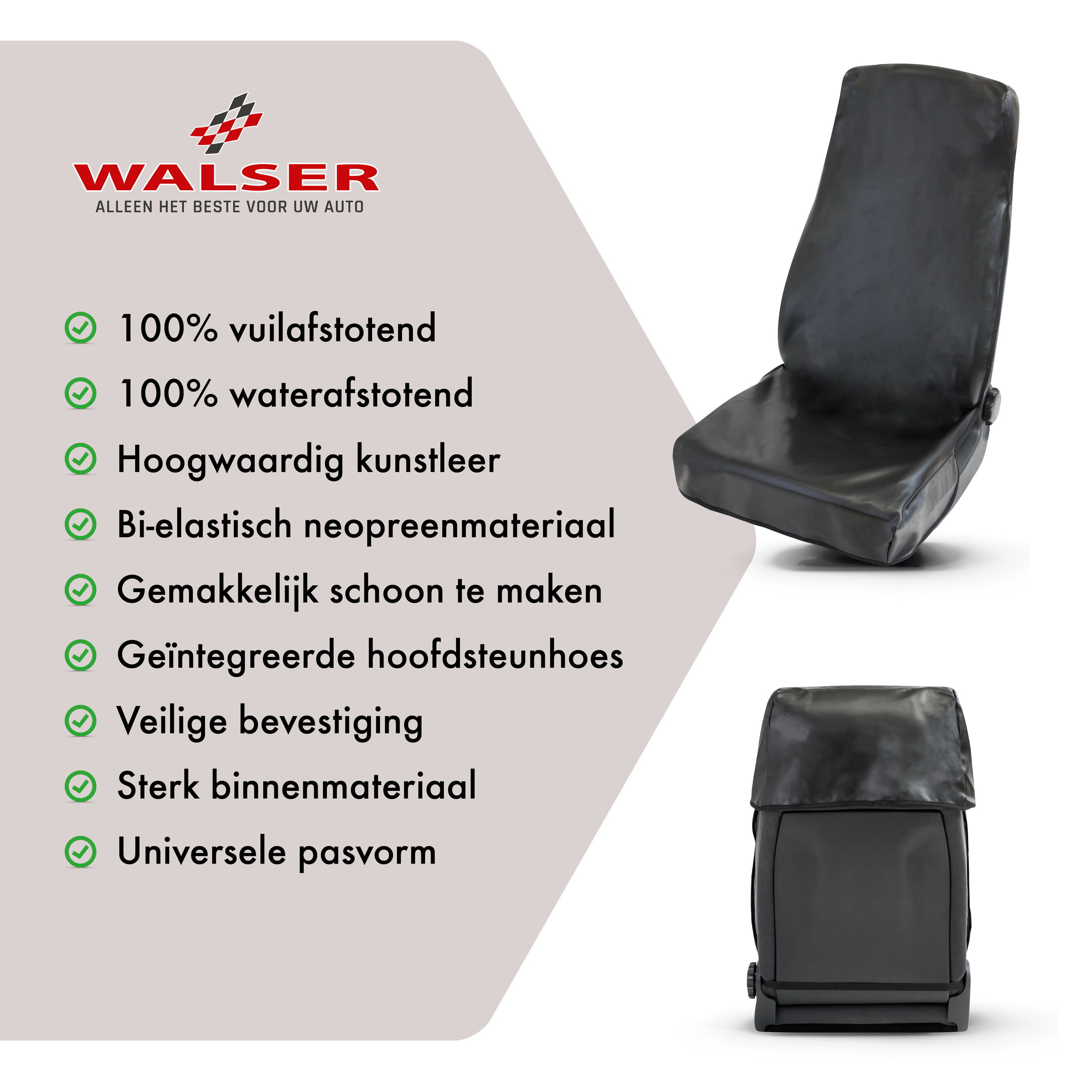 Autostoelhoes imitatieleer, universeel formaat beschermhoes en beschermmat voor auto's en vrachtwagens, Clean Tony werkplaatsbeschermer van imitatieleer, kleur: zwart 12071, 1 stuk