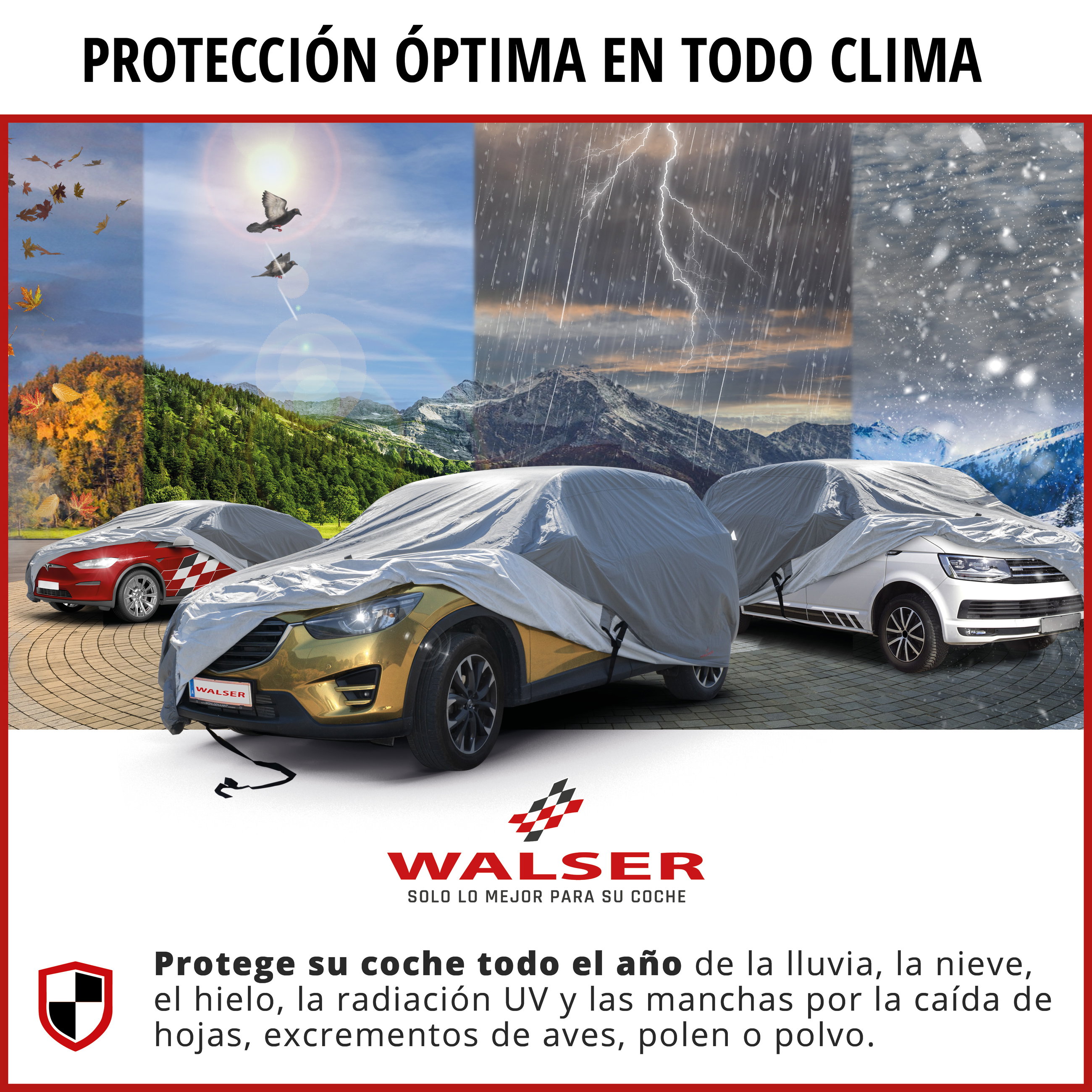 Cubierta protectora de coche All Weather Plus, funda de coche premium funda integral talla 2 coche, funda para coche gris