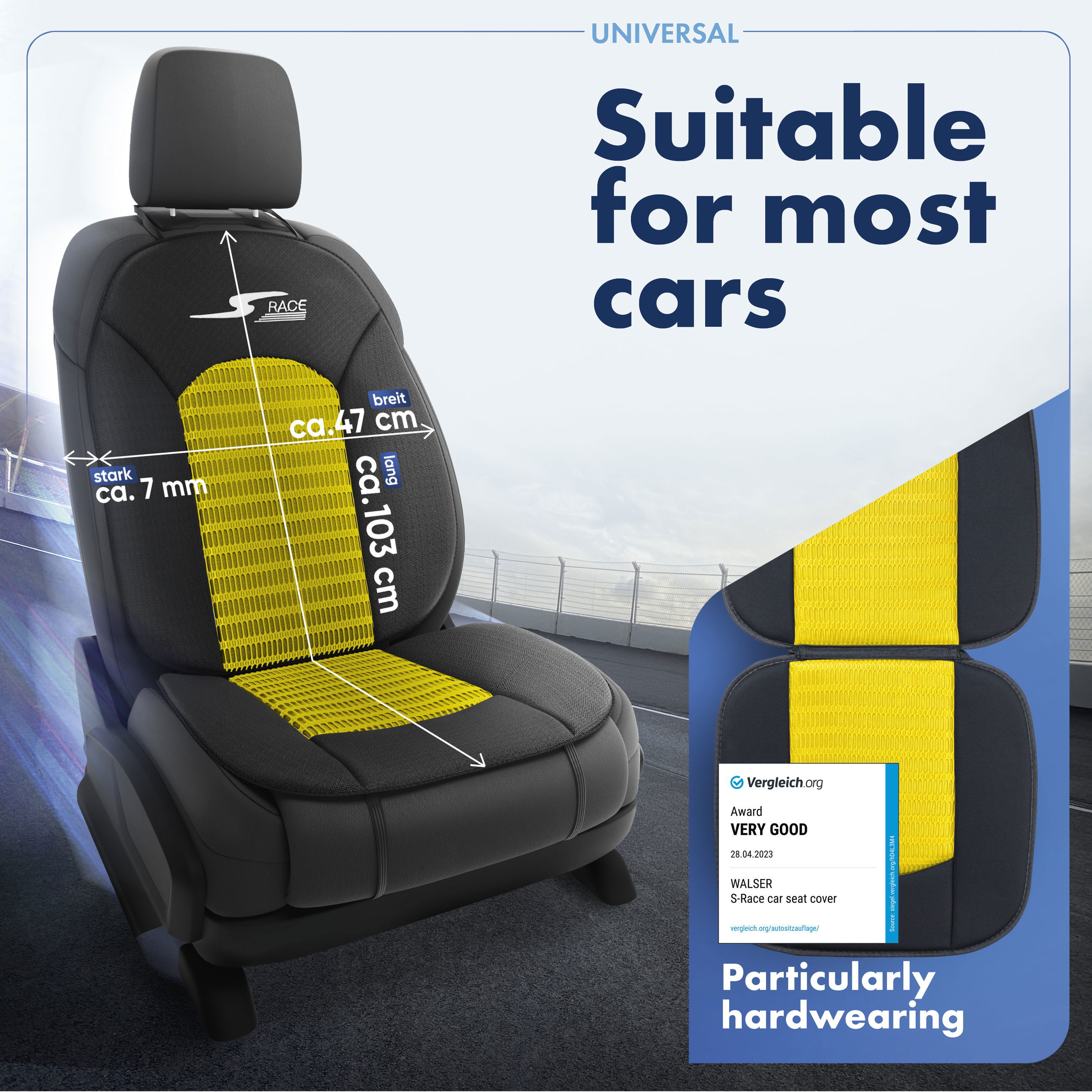 Car Seat cover S Race yellow 1 piece Yellow 11674