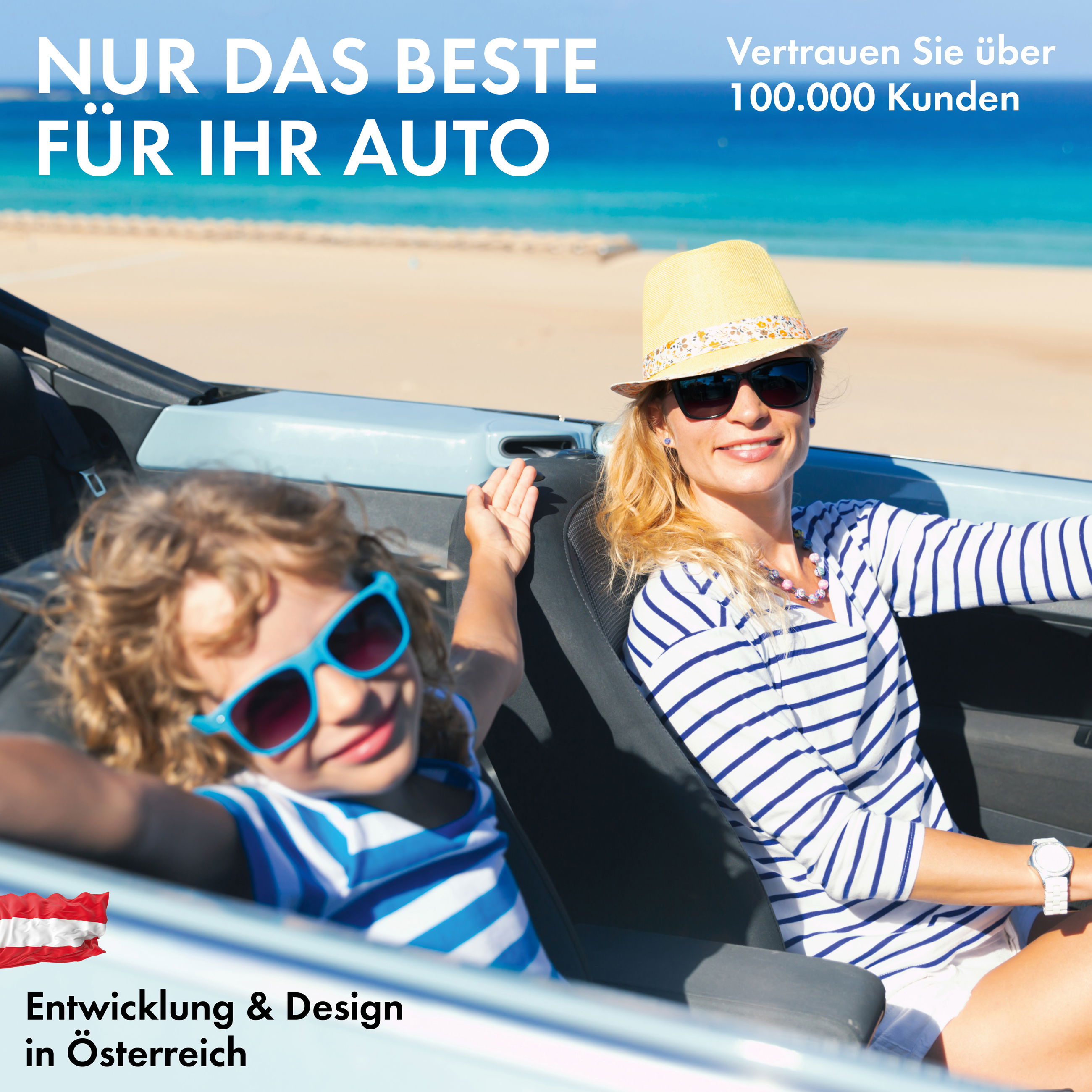 Auto, Strand, Sonnenbrille, Hut, Strandurlaub