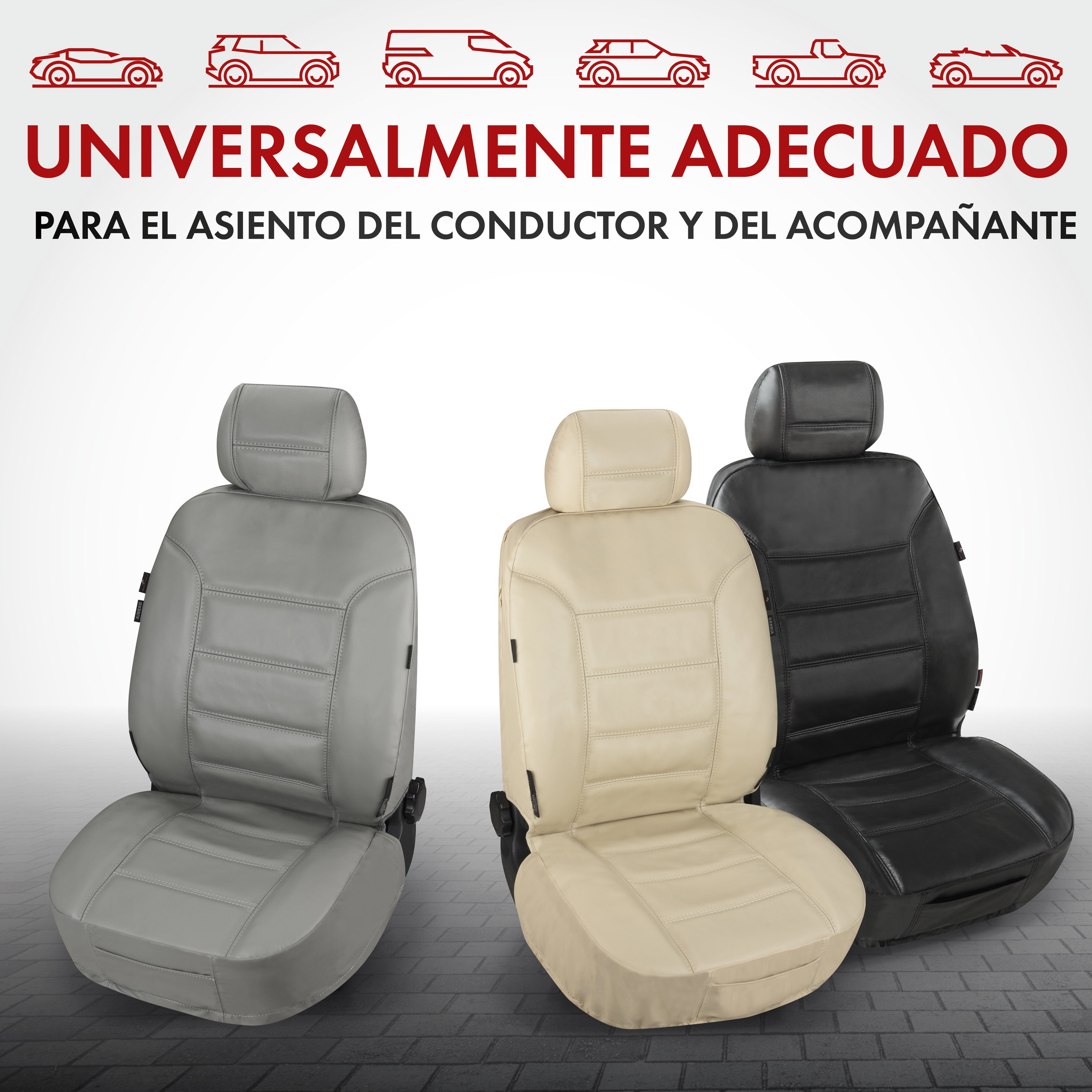 Funda de asiento Billy de cuero auténtico, funda protectora de coche cuero auténtico, funda de asiento delantero ZIPP-IT beige, 1 pieza