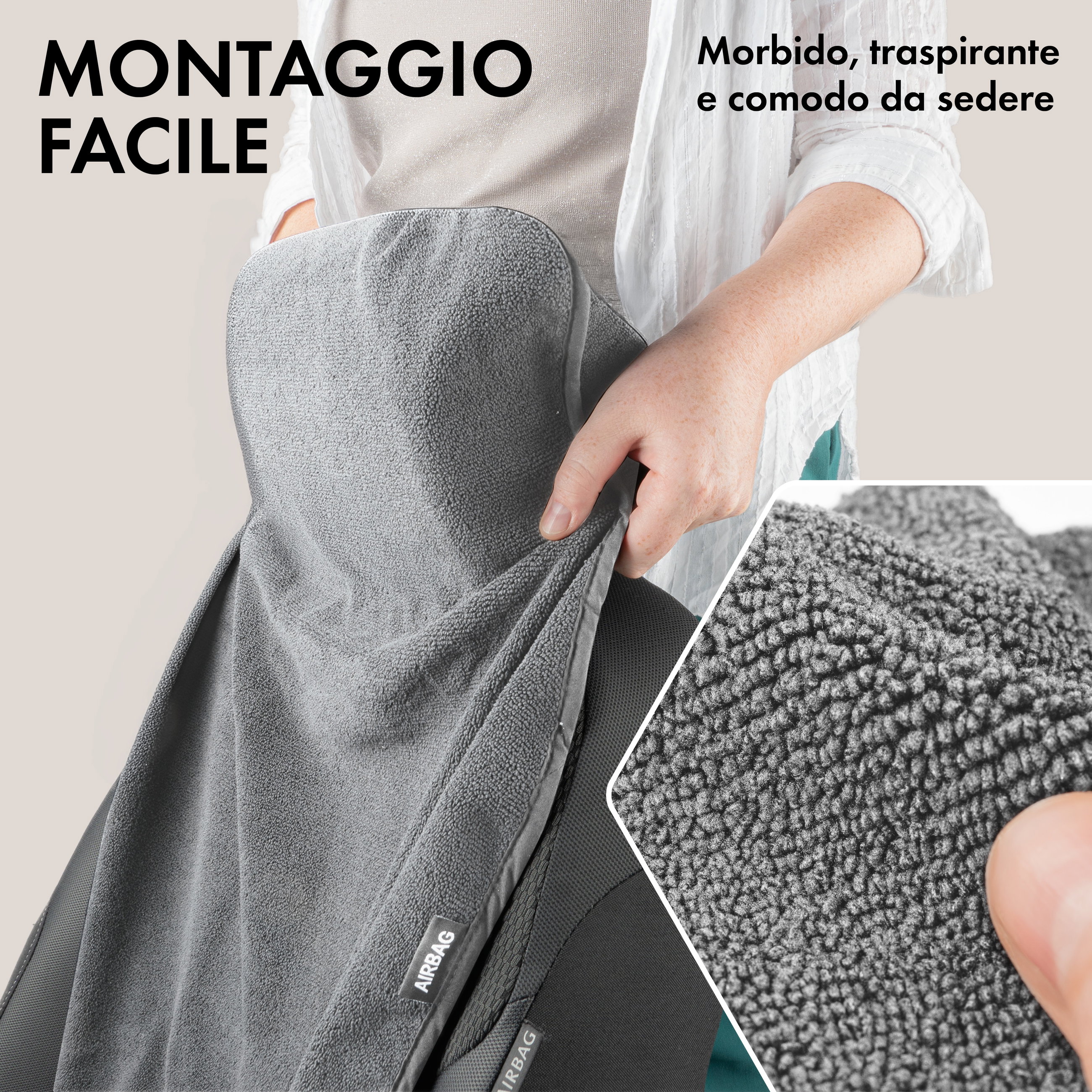 Coprisedile auto in spugna, protezione sedile lavabile grigio, 2 pezzi
