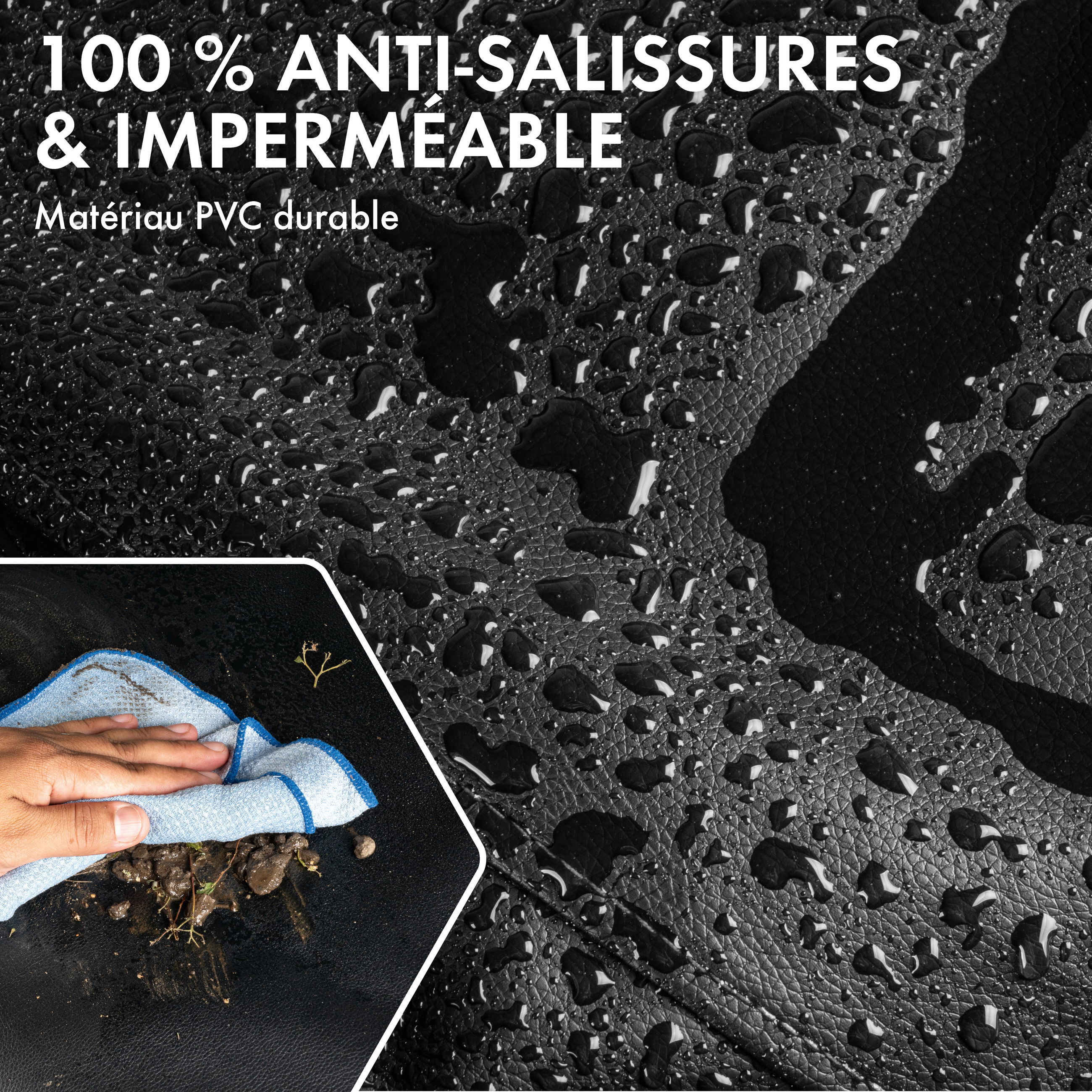 PVC, Imprägniert, Matte, Schwarz, Autozubehör