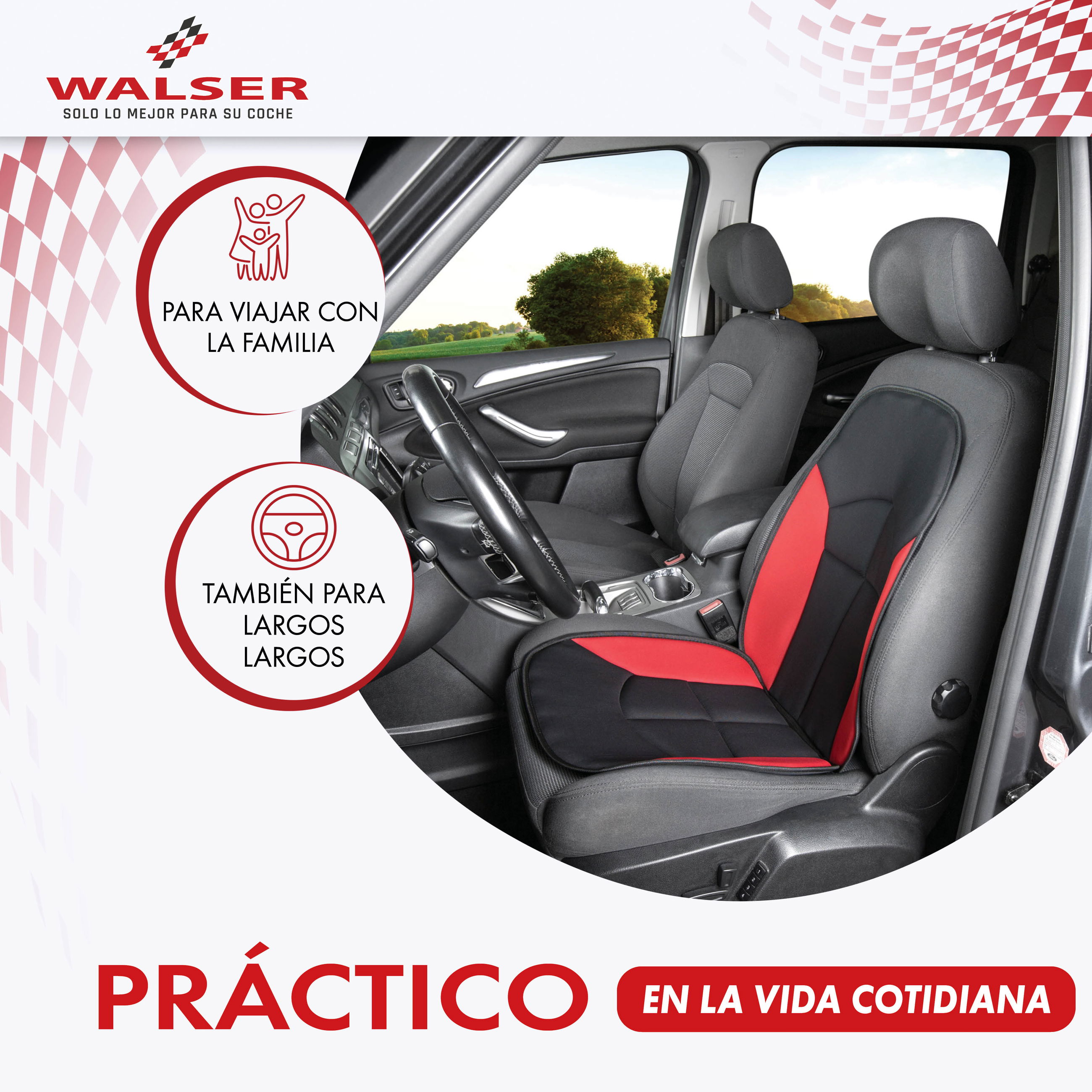 Kissen, Dekoration für Zuhause, Stuhl, Mobiliar, auto, car, interior, sitzbezug, rot-schwarz