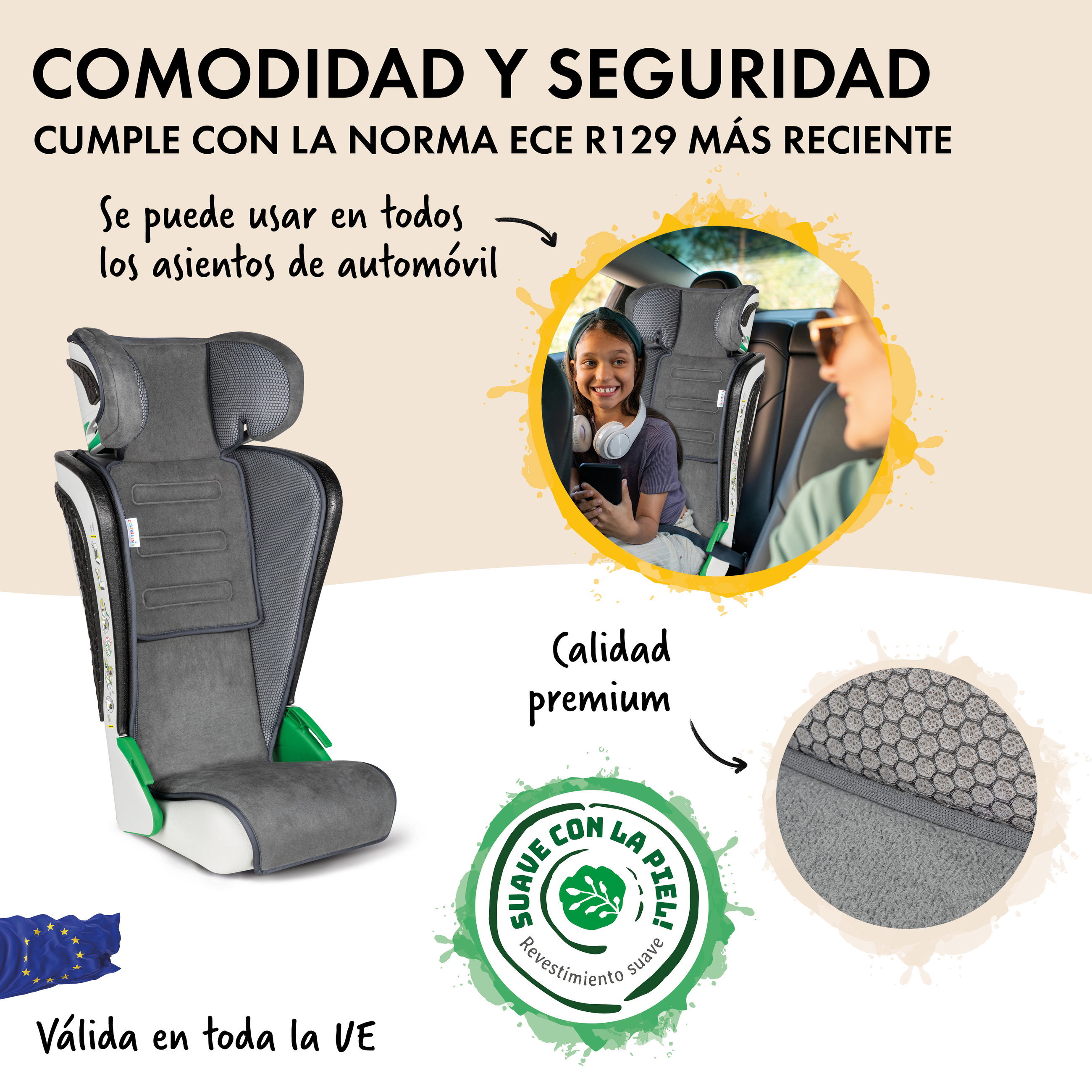 Kissen, Dekoration für Zuhause, Kind, Mädchen, Person, Autositz, Kinderautositz, Gurtführung, Grau, Schulterpolster