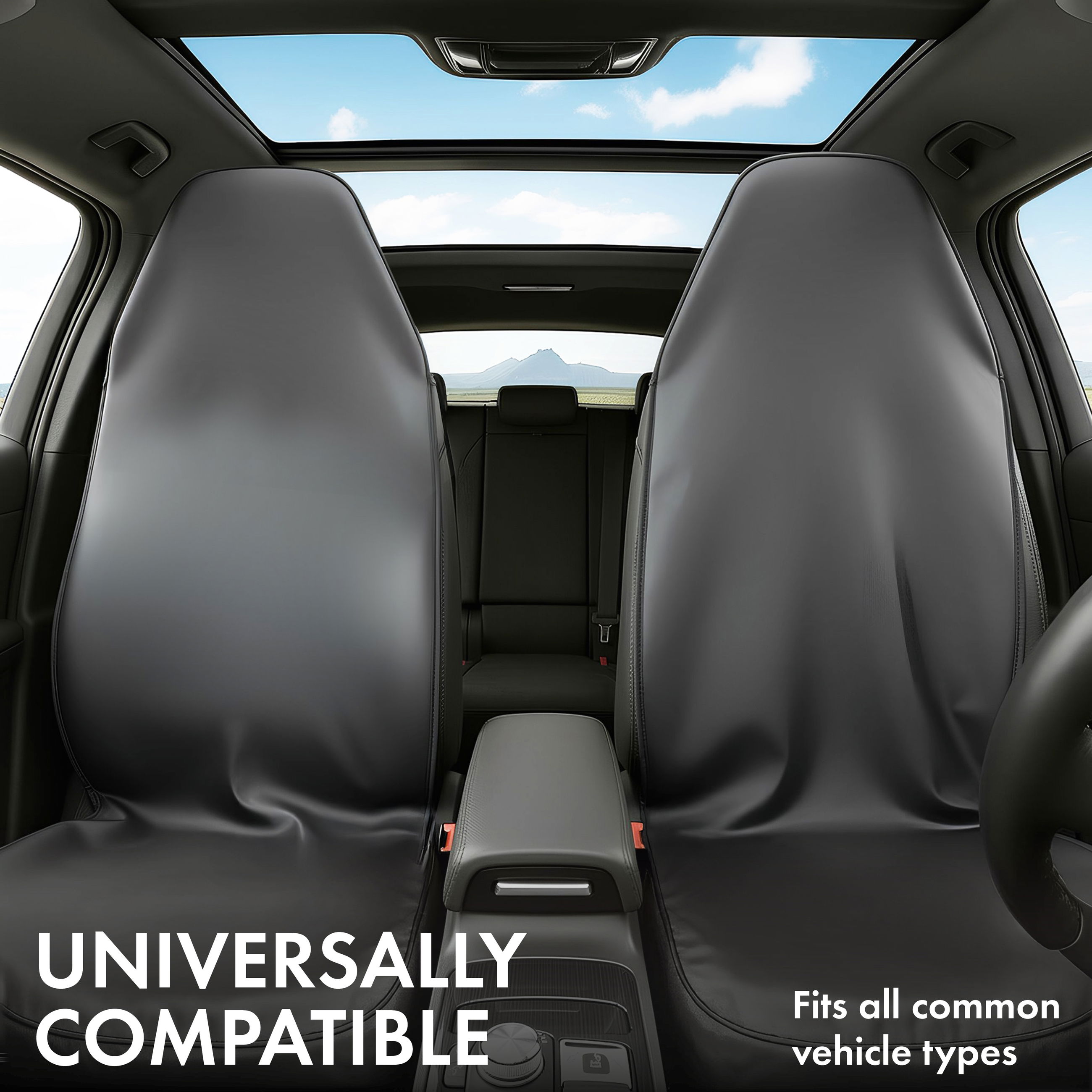 Bilinteriör, framsäten, bilklädsel, panoramatak, mittkonsoler