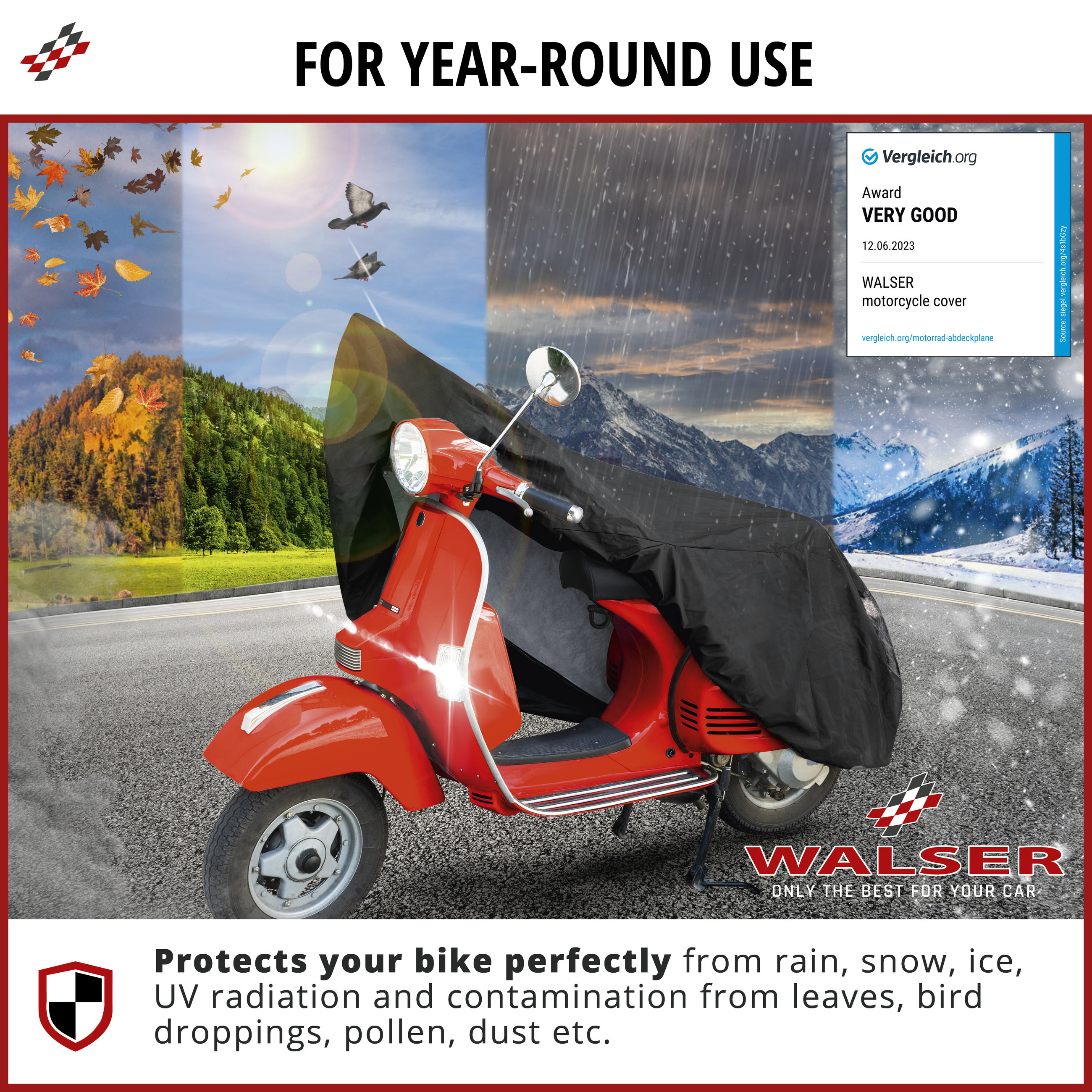 Premium Motorcycle cover S, Vespa cover made of robust PVC, Waterproof motorcycle garage - 185x90x110 cm black