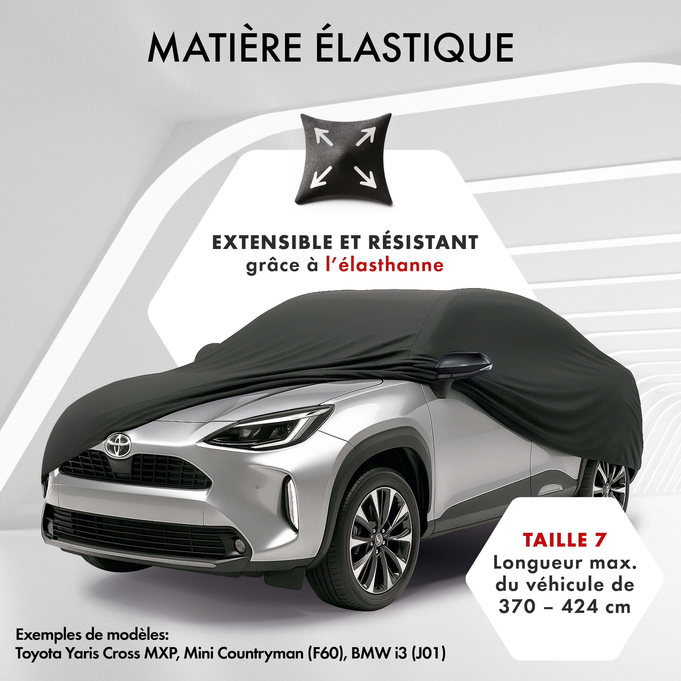 Premium housse de voiture Indoor Stretch, bâche complet pour l'interieur Plus taille 7 SUV/VAN noir