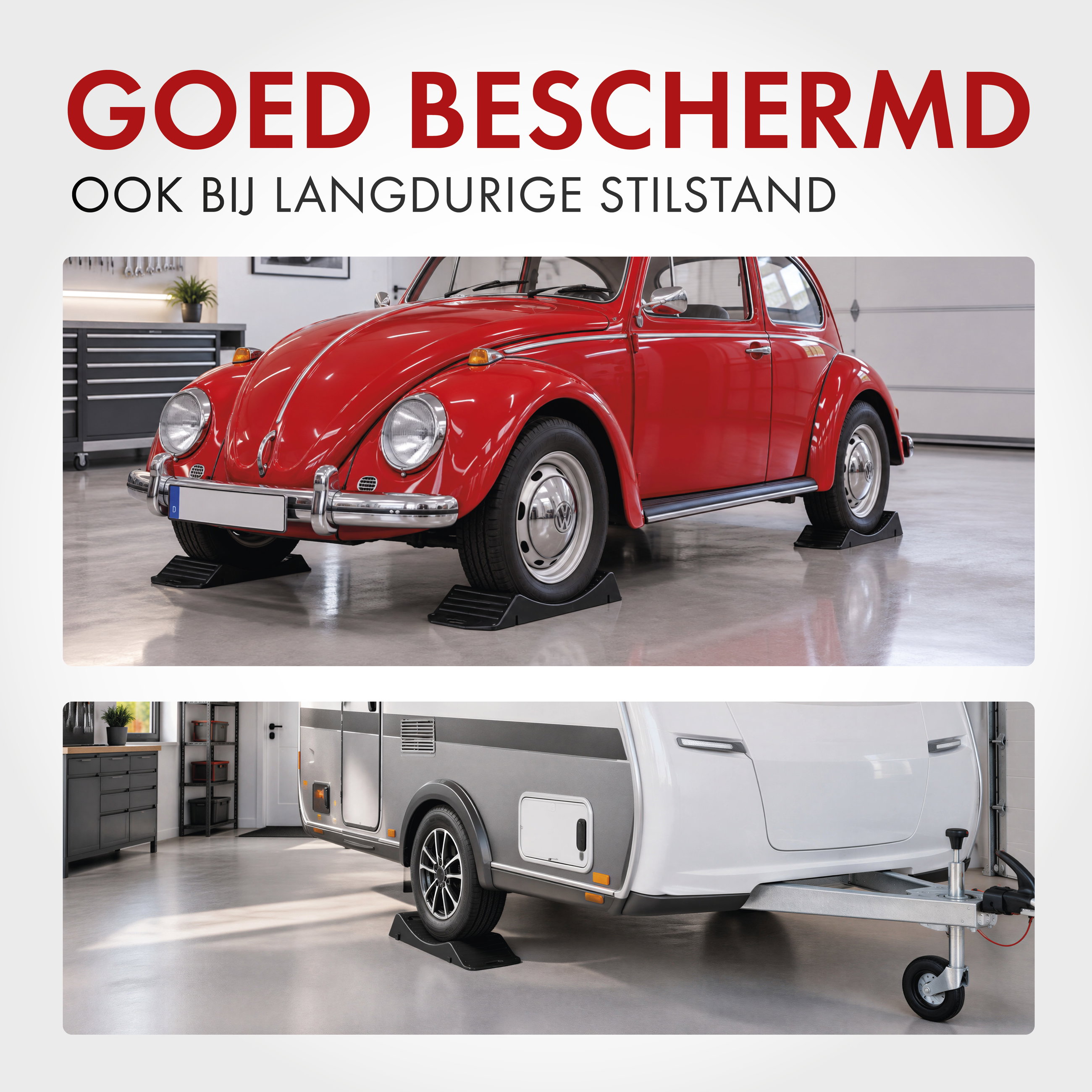 Bandenbeschermer belastbaar tot 5 ton, bandenschoenset 2 stuks, bandensteun ter bescherming tegen lekke banden 49,5x21,5x5,8 cm