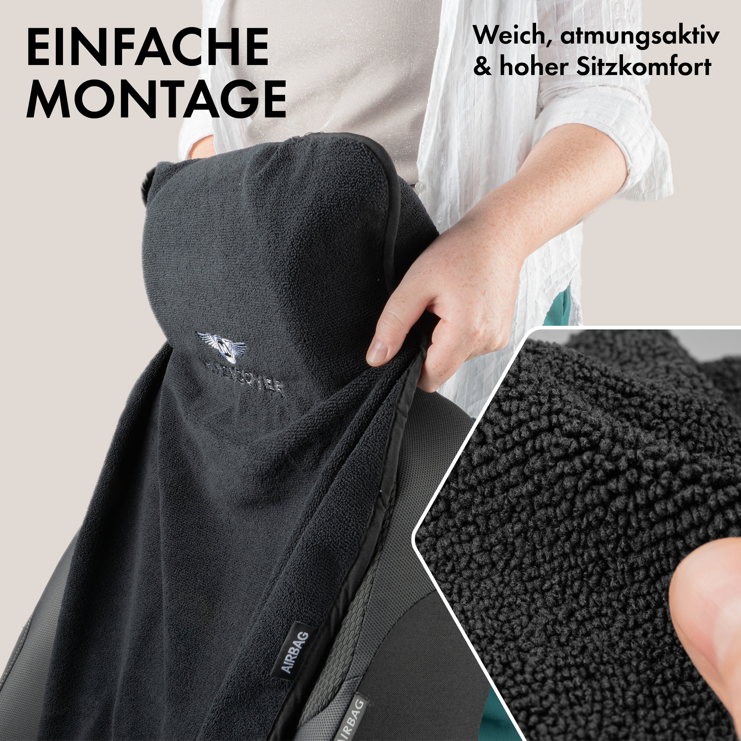 PKW-Sitzaufleger Multicover, Auto-Sitzauflage waschbar schwarz, 1 Stück