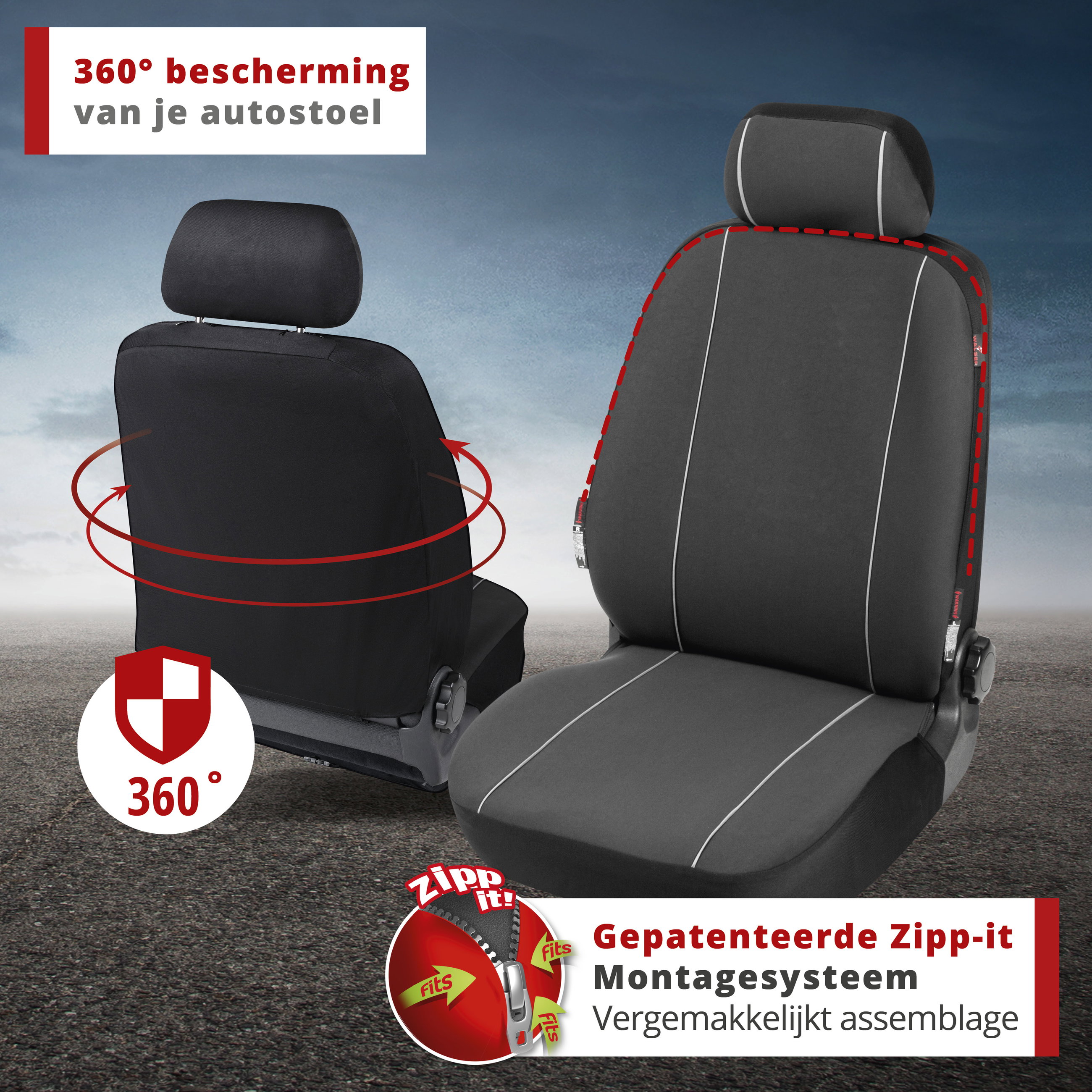 Auto stoelbeschermer Modulo enkel stoelbekleding voor Vordersitz zwart universeel passende stoelbeschermer , 1 stuk