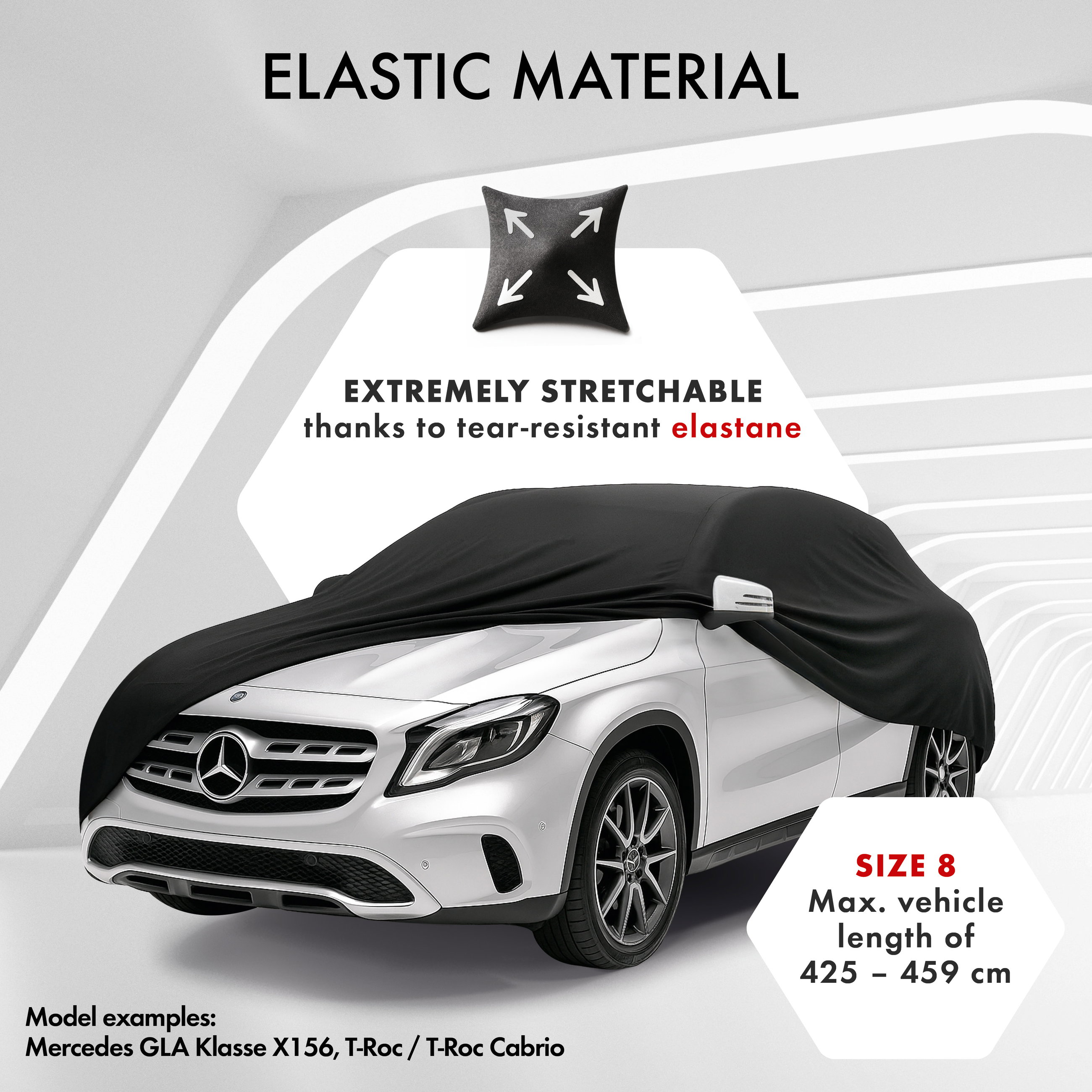 Bilöverdrag inomhus Stretch Plus, bilskydd storlek 8 SUV/skåpbil svart